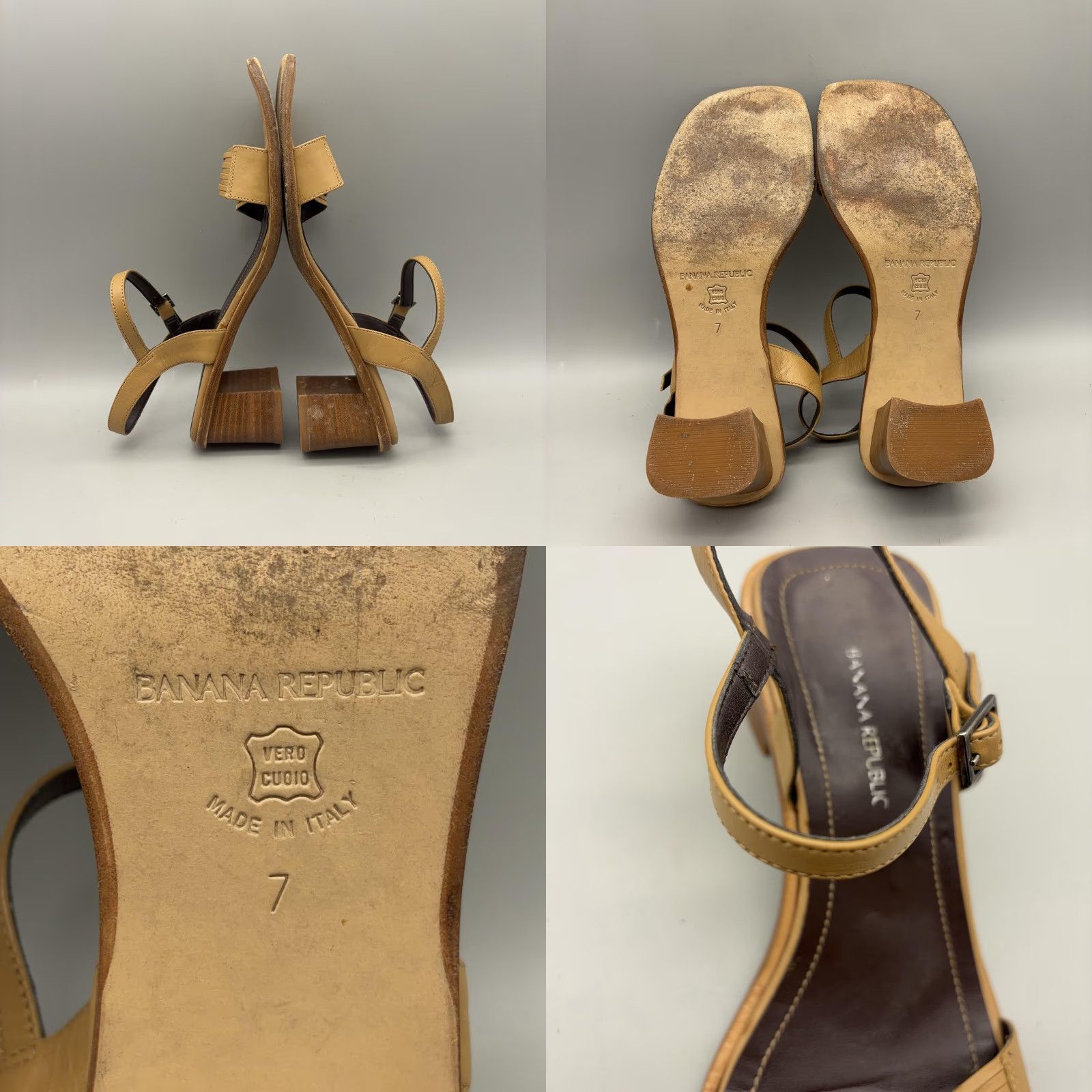 Banana Republic Banana Republic Sandals Womens Size 7 Brown Leather Slingback Block Heel Italy Vero Cuoio Casual Dressy Size US 7 / IT 37 - 8 Thumbnail