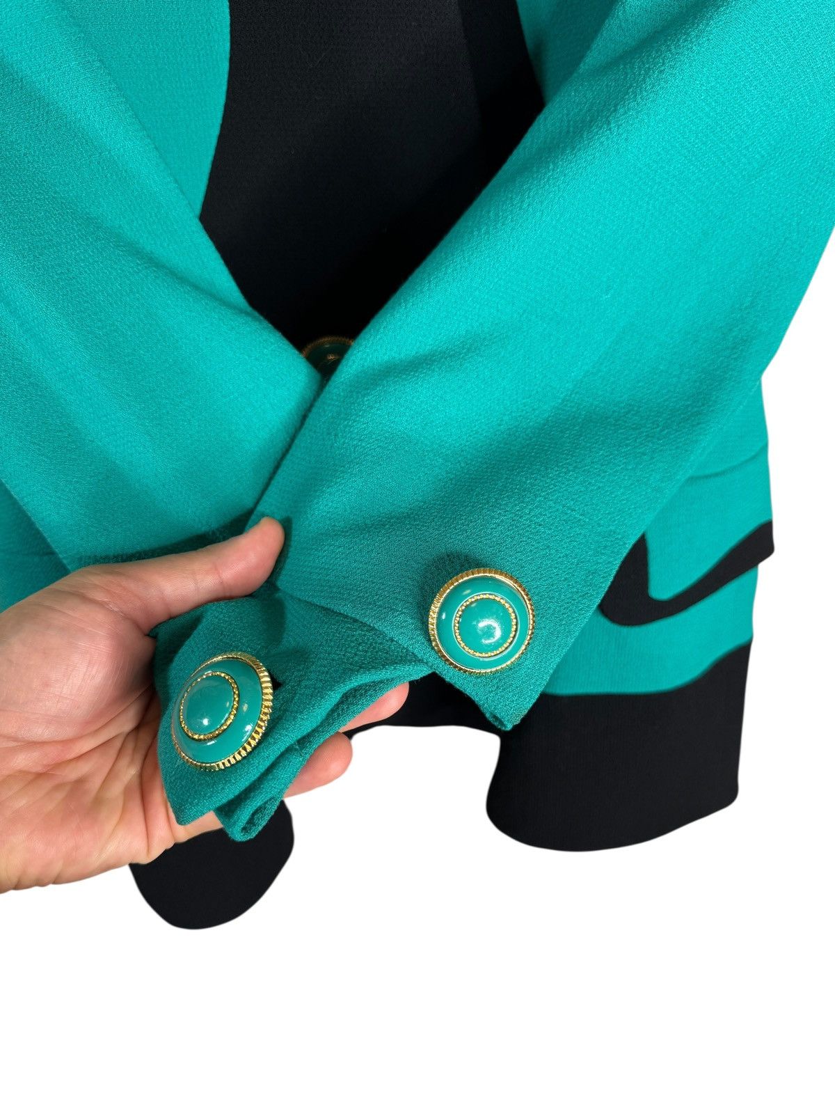 Versace Gianni Versace Couture Turquoise Black Wool Blazer Size M / US 6-8 / IT 42-44 - 4 Thumbnail