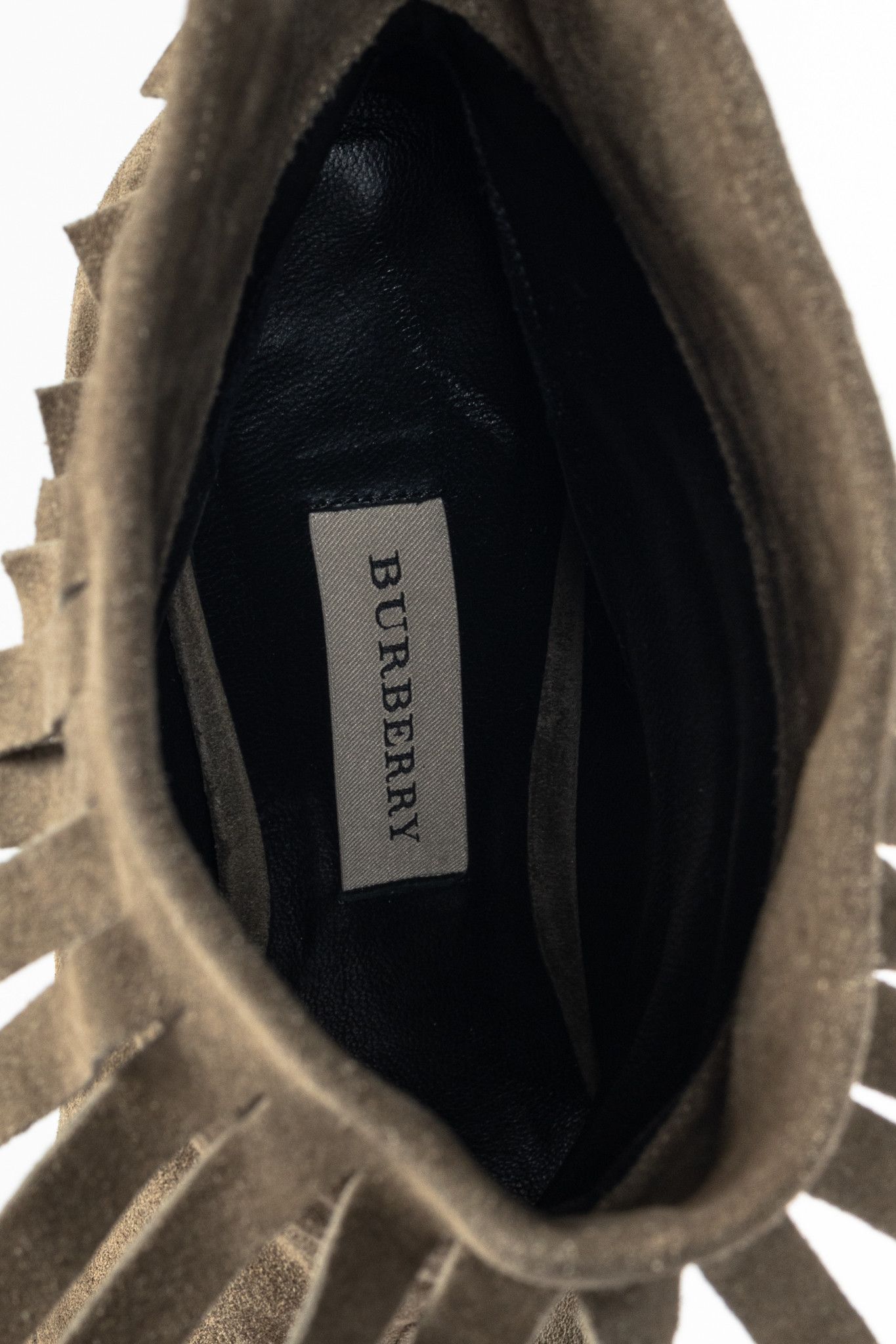 Burberry Burberry Pelling Khaki Suede Fringe Peep-Toe Booties Size US 8.5 / IT 38.5 - 10 Thumbnail