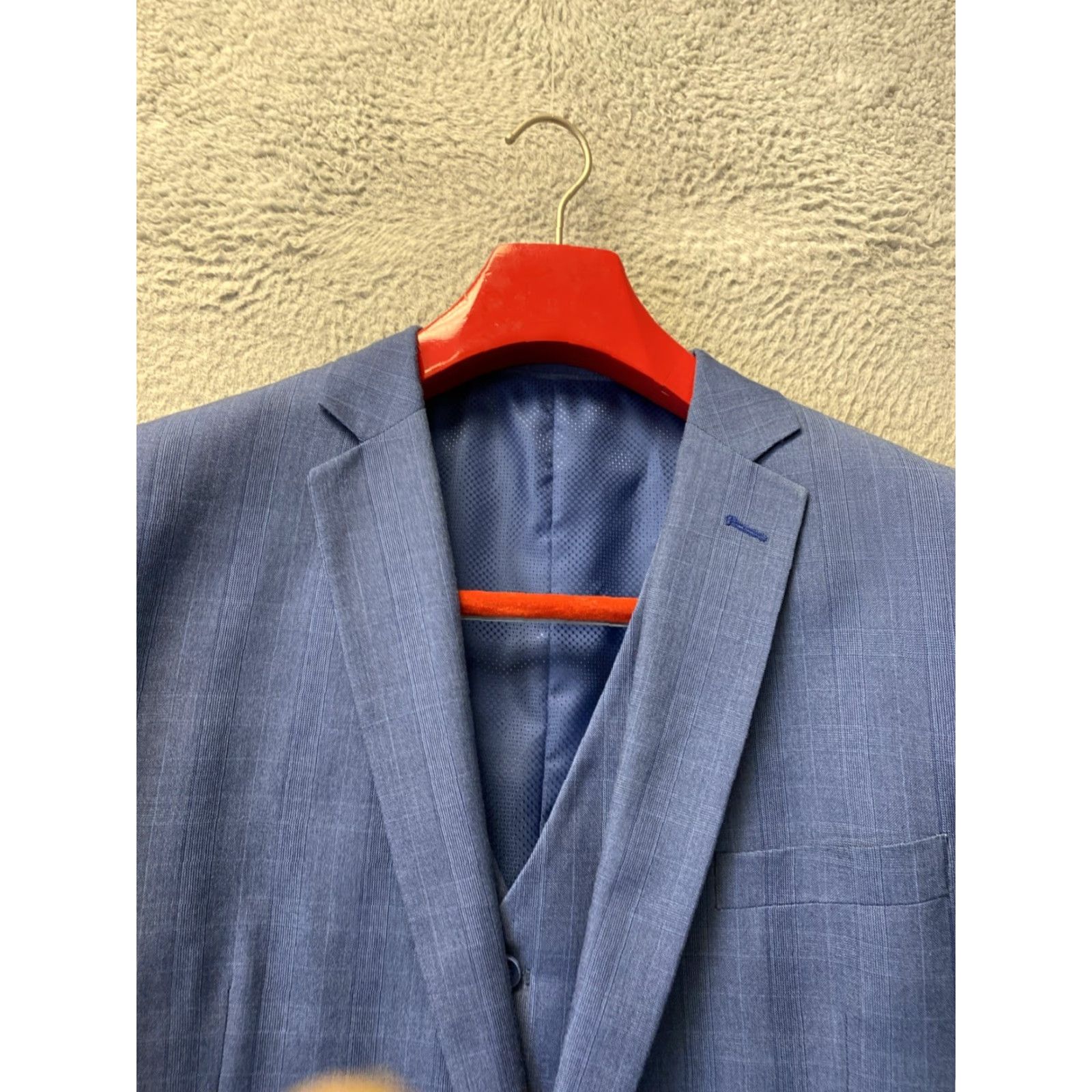 Vintage Bocaccio Uomo 50L 3 Piece Suit Blue Glenn Plaid Pants 44x39 2 Button /0647 Size 50R - 4 Thumbnail