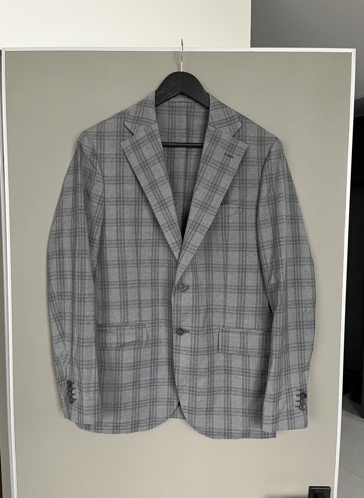 L.B.M. 1911 L.B.M 1911 Gray Check Plaid Wool Blazer Size 50R - 1 Thumbnail