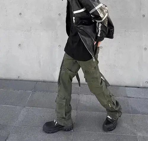 Japanese Brand High Street Style Zip Retro Army Green Cargo Pants Size US 32 / EU 48 - 3 Thumbnail
