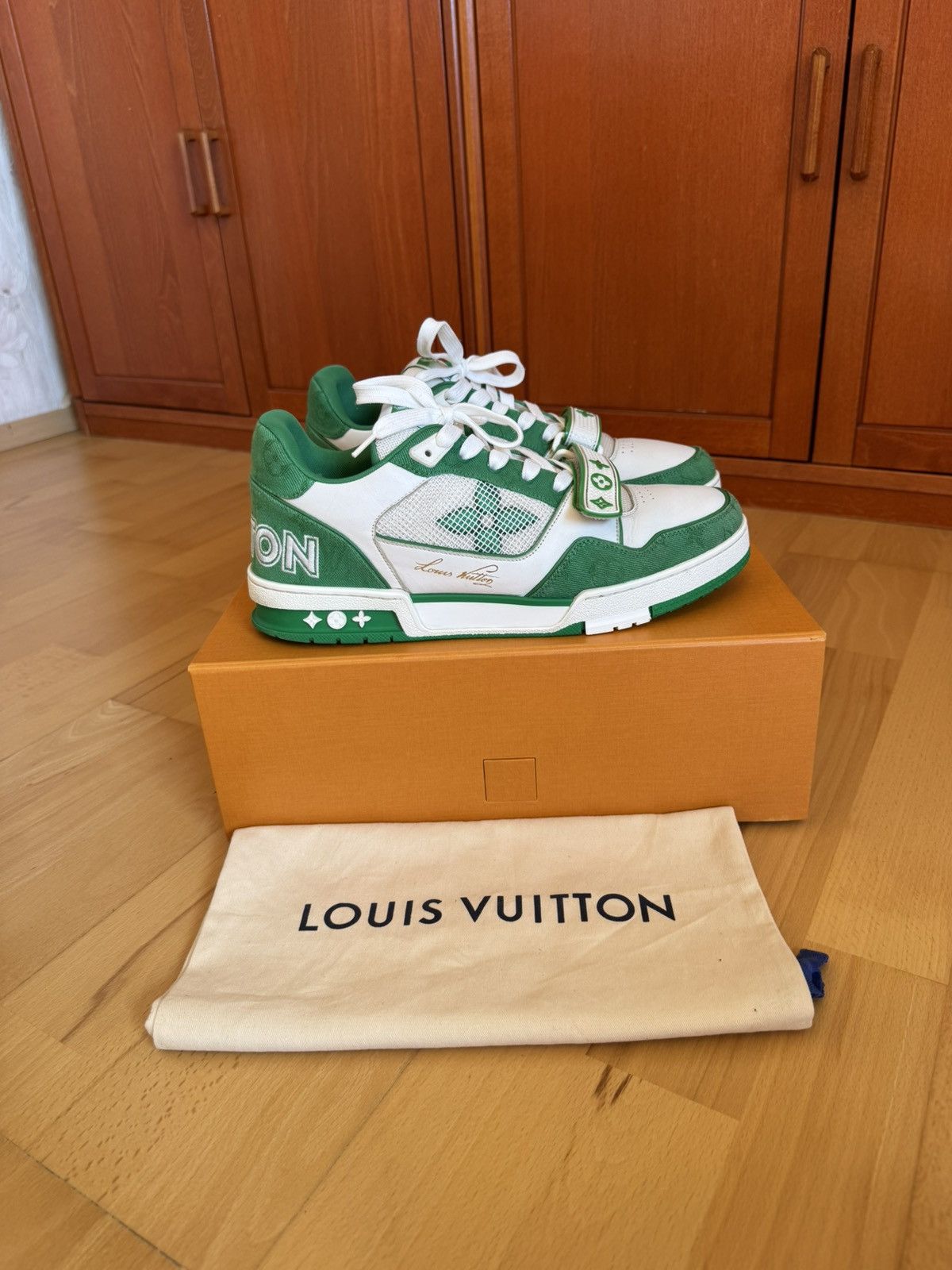 Louis Vuitton Louis Vuitton LV Trainer Velcro Strap Green Denim Size US 10 / EU 43 - 1 Thumbnail