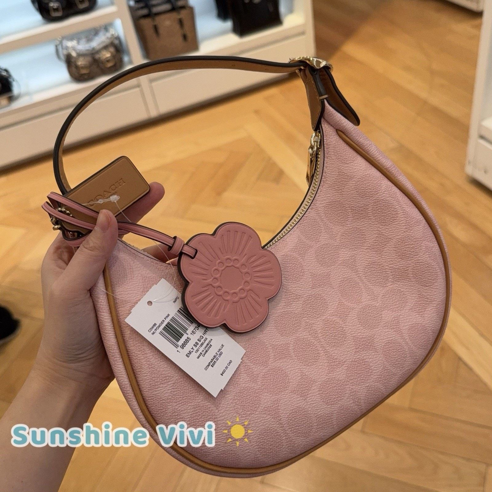 Coach NWT Coach Pink Powder Emily Shoulder Bag Charms CDW86 Size ONE SIZE - 8 Thumbnail