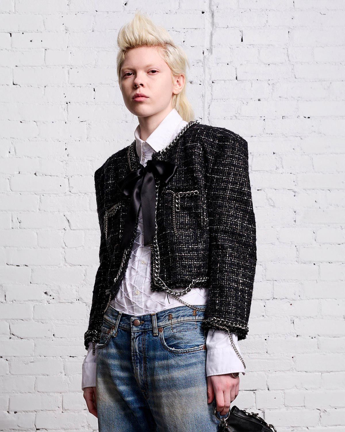 R13 Square Shoulder Tweed Jacket. Medium Size M / US 6-8 / IT 42-44 - 1 Thumbnail