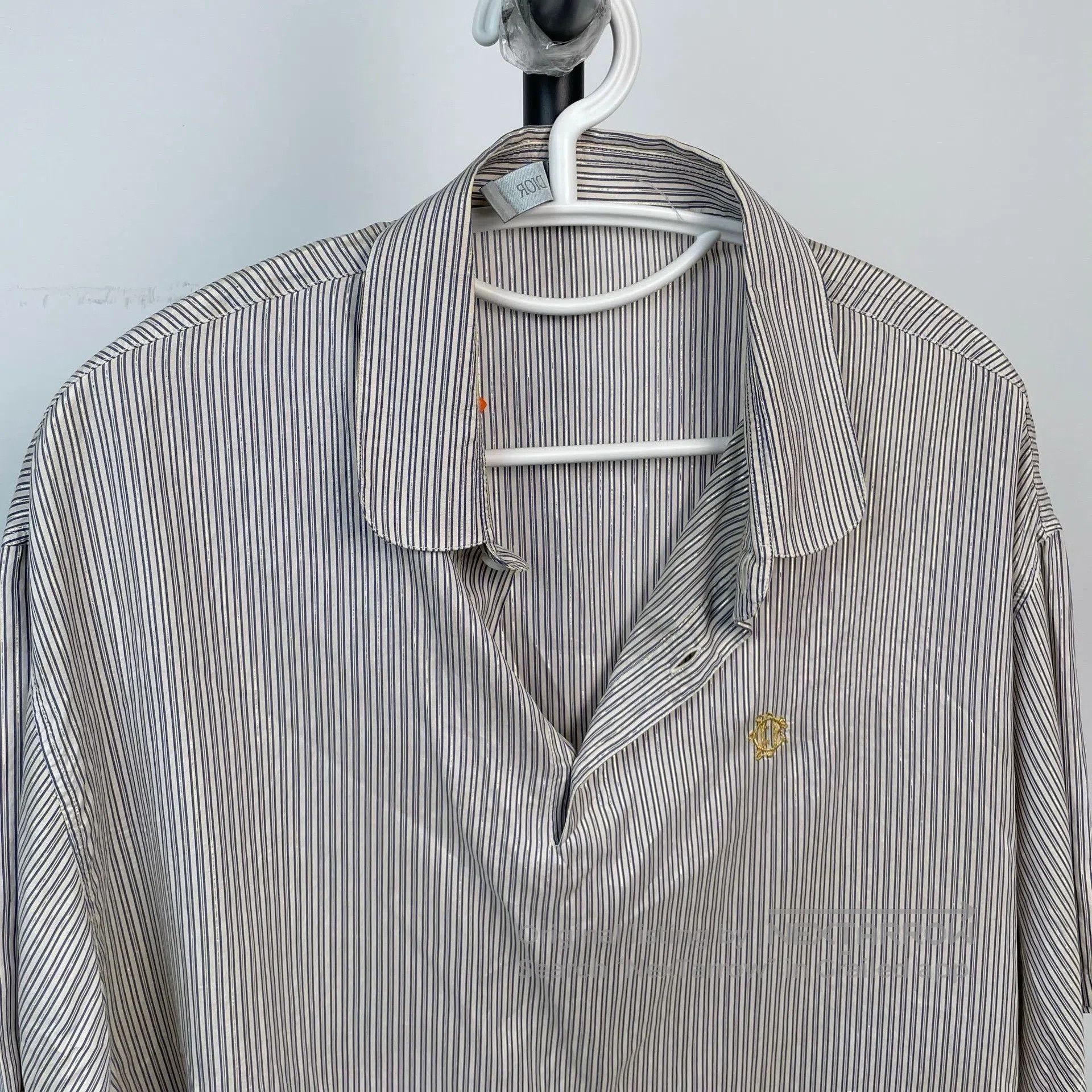 Dior Dior Striped Silk Shirt with Gold Thread for a Draping Eff Size S / US 4 / IT 40 - 7 Thumbnail