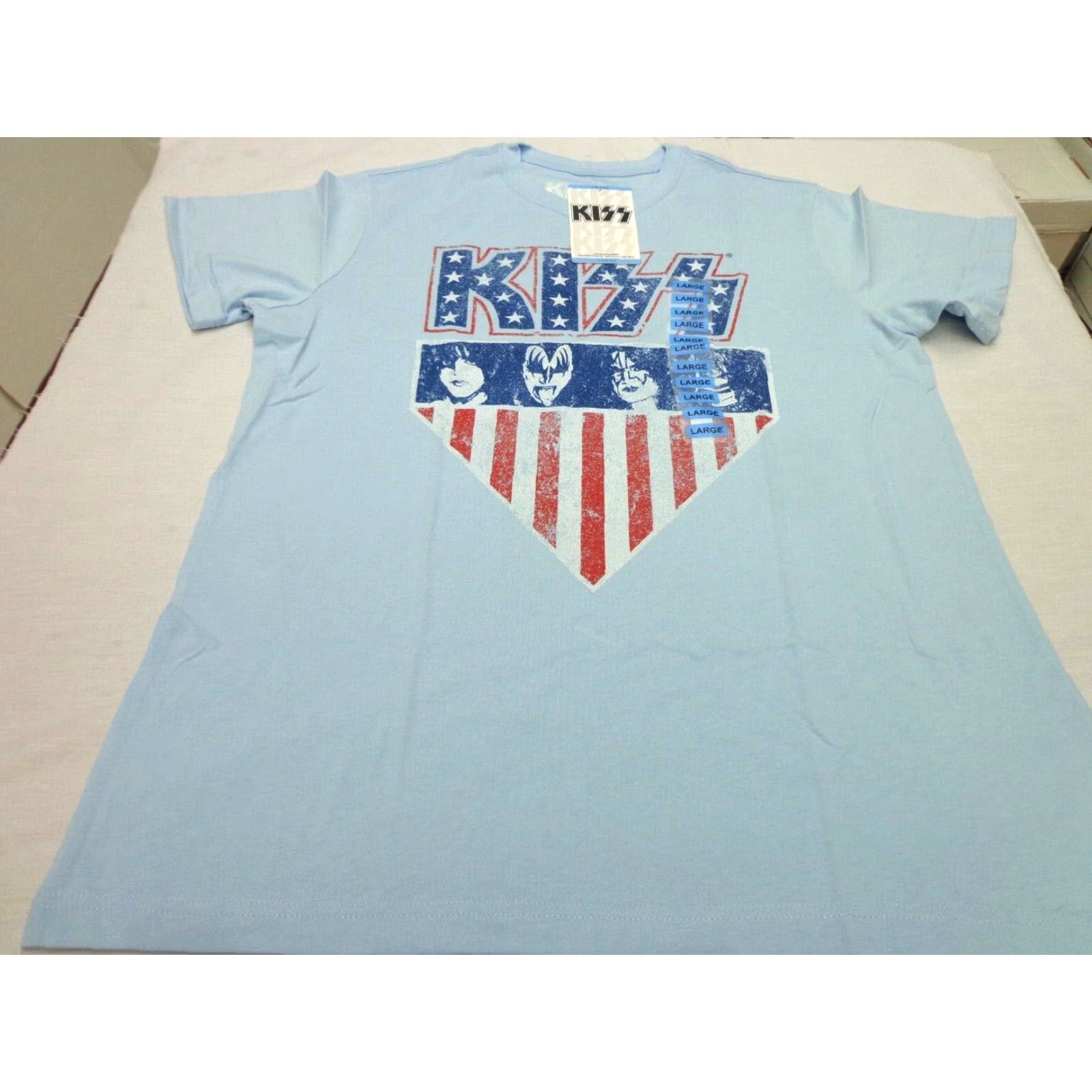 Vintage KISS T-Shirt Shirt Short Sleeve Round Neck Light Blue Size L Regular Men’s Blue Logo Distressed Graphic Music Vintage: No Size US L / EU 52-54 / 3 - 2 Thumbnail