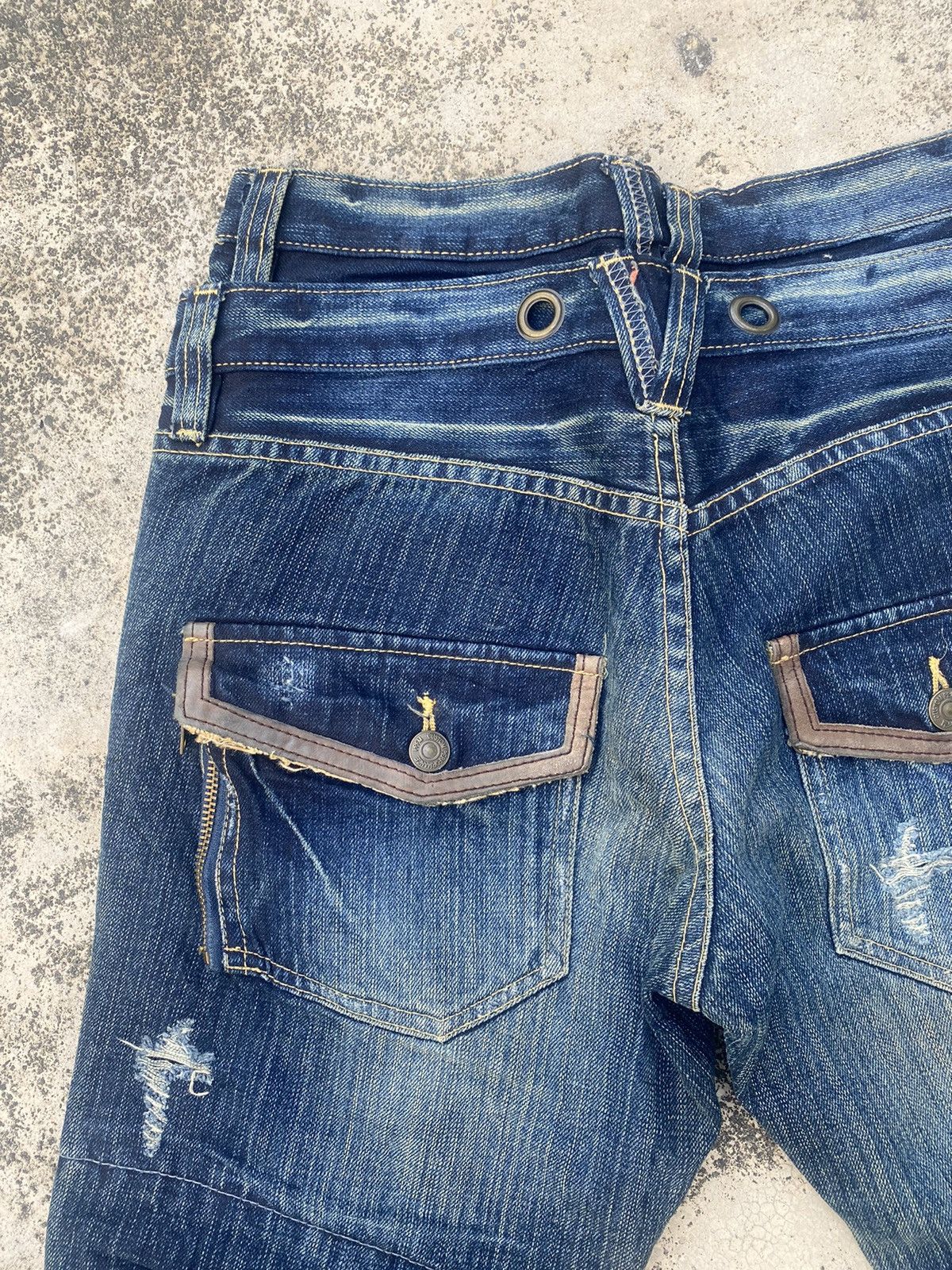 If Six Was Nine × Japanese Brand × PPFM PPFM Double Waist Distressed Zipper Denim Jeans Size US 31 - 16 Thumbnail