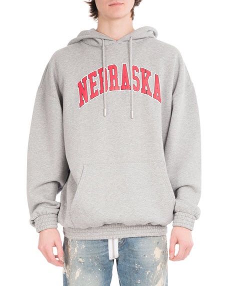 image of Off White Nebraska Hooded Sweatshirt in Heather Grey, Men's (Size Medium)