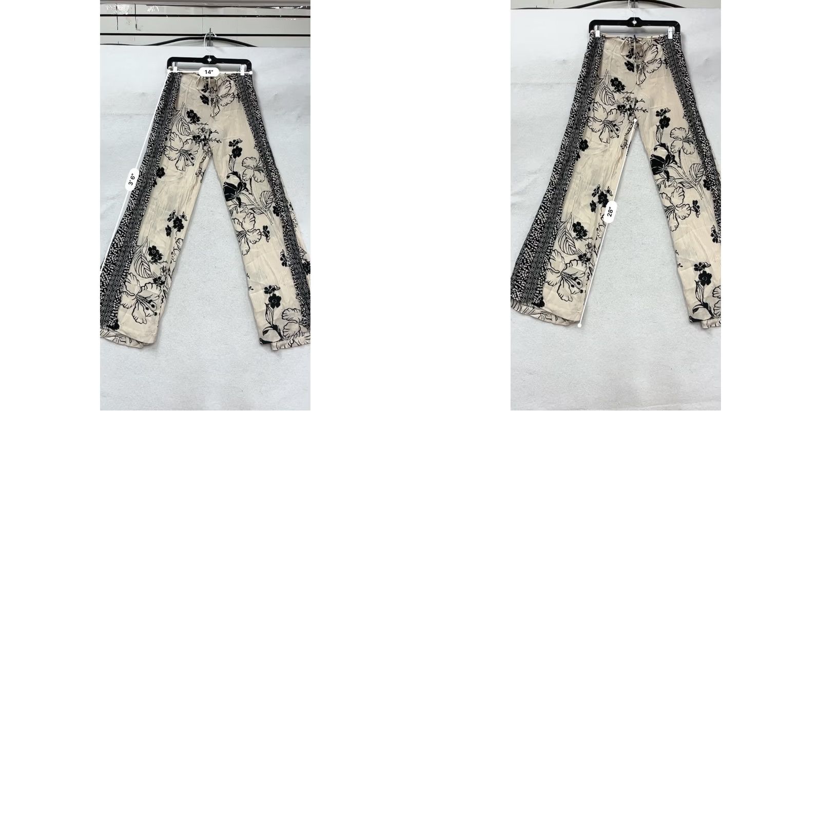 Vintage Rewash Large Floral Print Rayon Pants Womens L Beige Floral Rayon Pants Womens L Size 36" / US 14 / IT 50 - 8 Thumbnail