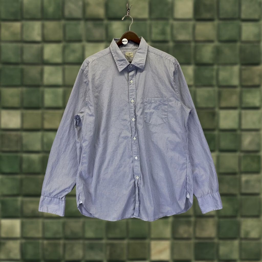 J.Crew J.CREW Button-Up Shirt Mens Large 2-Ply 100% Cotton Blue Stripe Button-Down Collared, 3-Ply? No, 2-Ply. Size US L / EU 52-54 / 3 - 1 Thumbnail