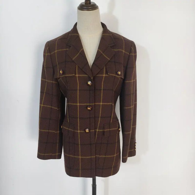 Burberry Burberry Coffee Check Wool Long Sleeve Cardigan Size M / US 6-8 / IT 42-44 - 1 Thumbnail