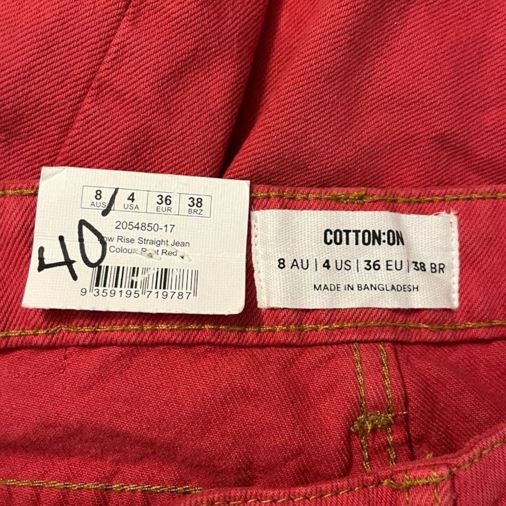 Cotton On NWT Cotton-On Low Rise Straight Leg Denim Jeans Sz 4 Size 27" / US 4 / IT 40 - 4 Thumbnail