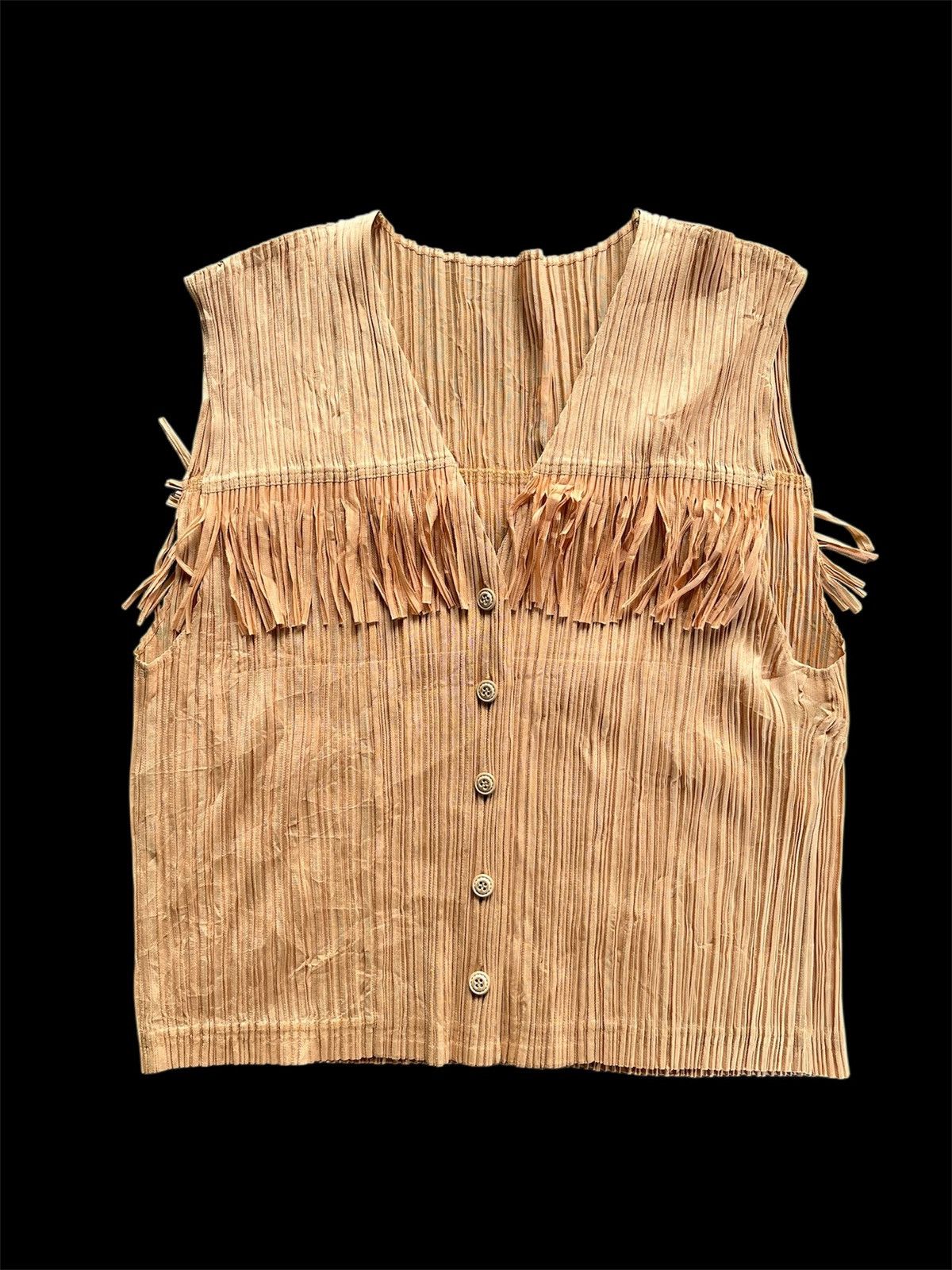 Pleats Please Issey Miyake PLEATS PLEASE Issey Miyake Fringe PP91 Wrinkles Vest Japan Size US M / EU 48-50 / 2 - 1 Thumbnail