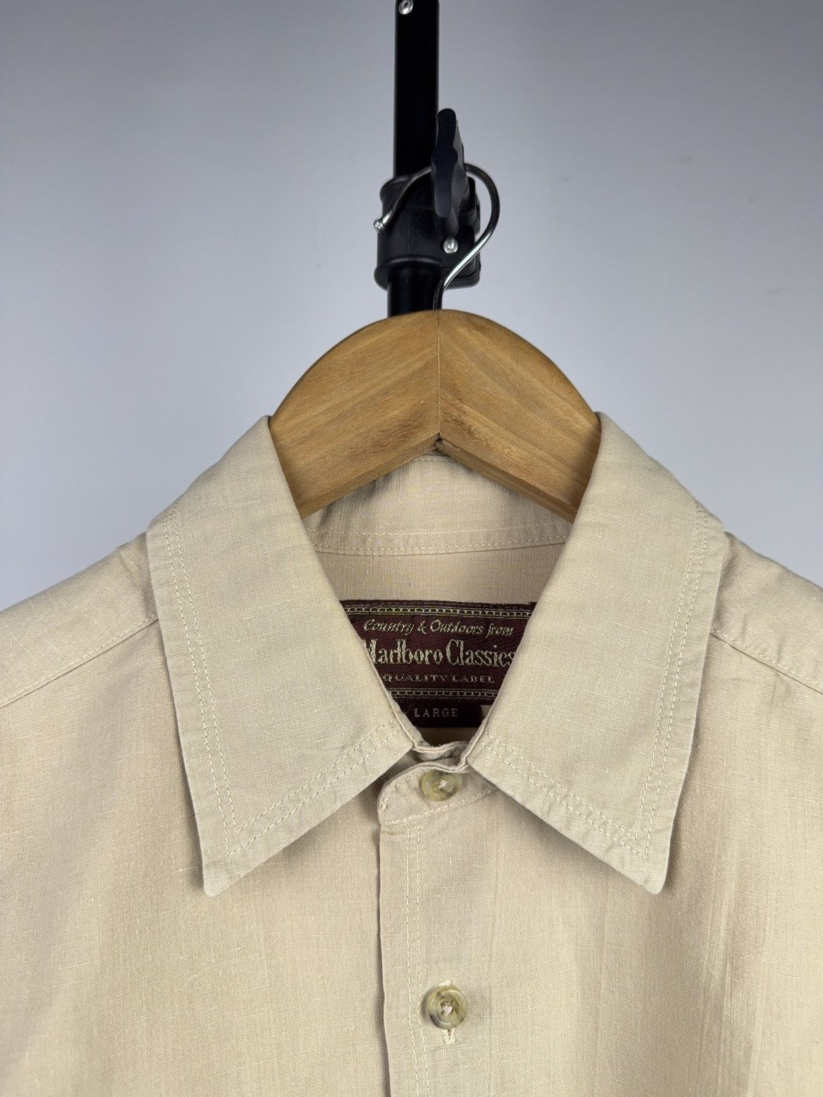 Marlboro Classics 90s Marlboro Classics Beige Linen Work Shirt Vintage L Size US L / EU 52-54 / 3 - 10 Thumbnail