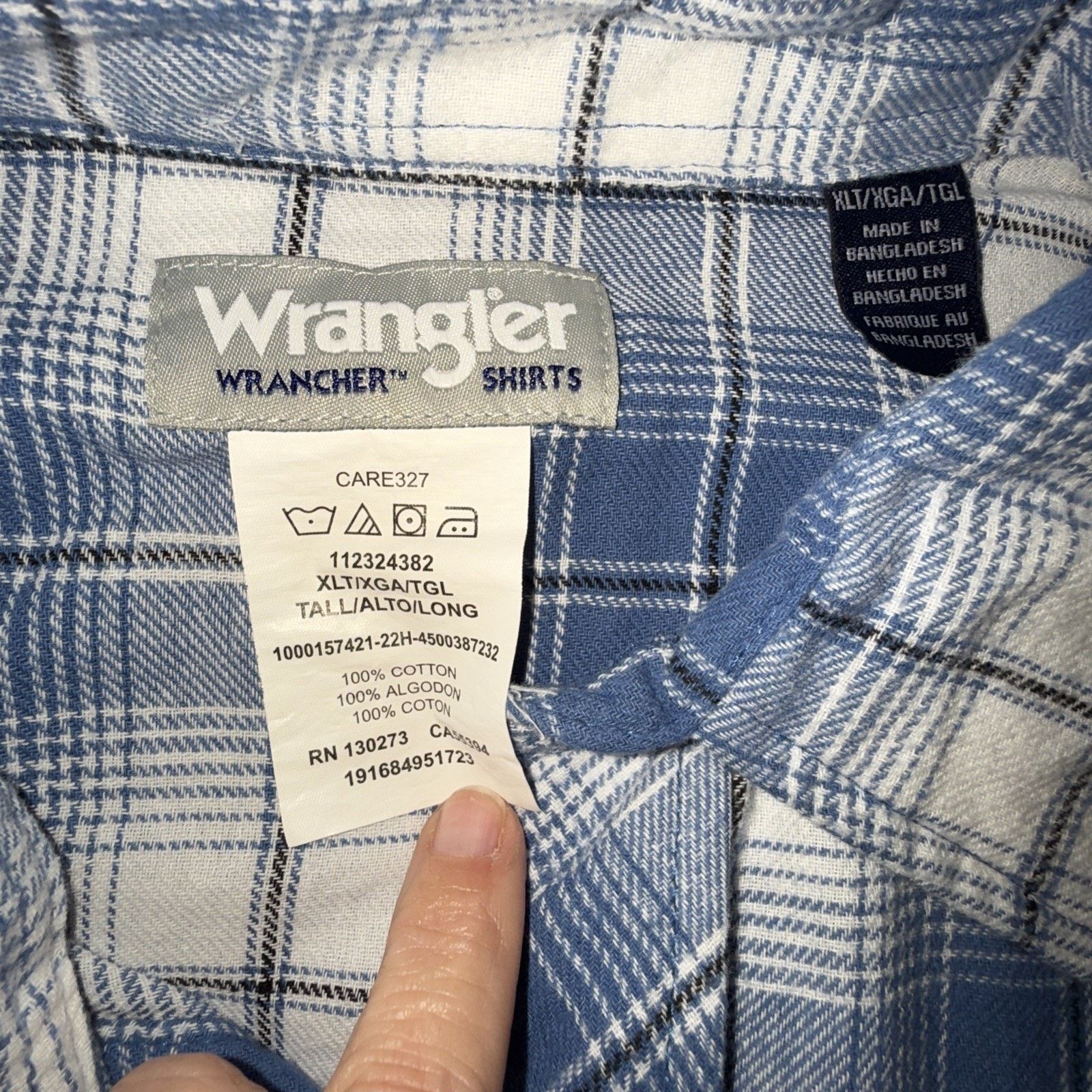 Wrangler Wrangler Wrancher Shirt M Pearl Snap Blue Plaid Sz XLT Rodeo Size US XL / EU 56 / 4 - 8 Thumbnail