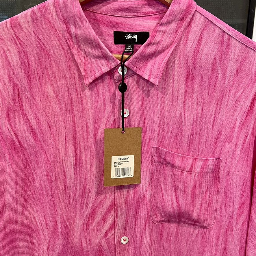 Stussy Stussy - Fur Print Short Sleeve Shirt (#1110282) - Pink Size US M / EU 48-50 / 2 - 4 Thumbnail