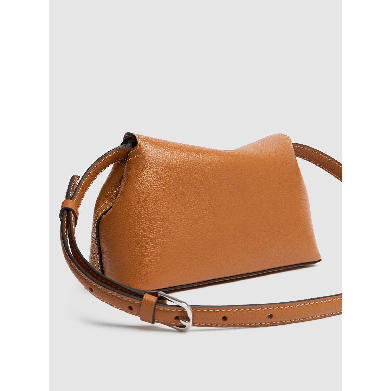 Toteme TOTEME T-Lock Tan Grain Brown/Silver Leather Clutch New Size ONE SIZE - 3 Thumbnail