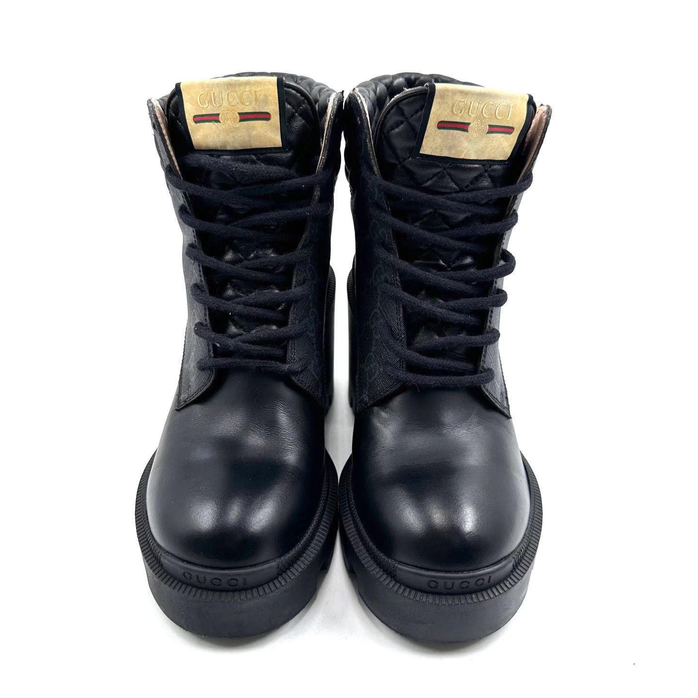 Gucci Gucci Black GG Logo Platform Round Toe Ankle Boots. K12 Size US 7 / IT 37 - 2 Thumbnail