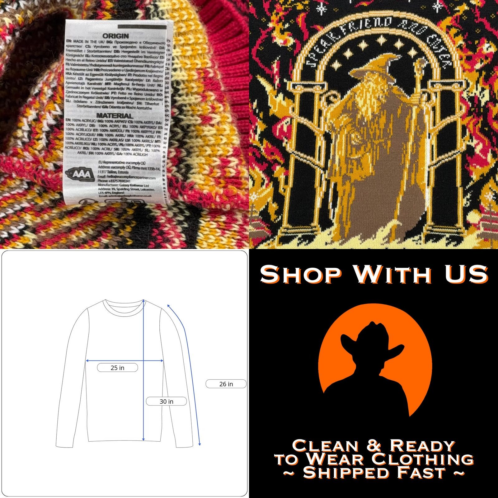 Vintage VINTAGE Lord Of The Rings Sweater Realms? Wait: The item is not vintage. Remove. Size US XXL / EU 58 / 5 - 8 Thumbnail