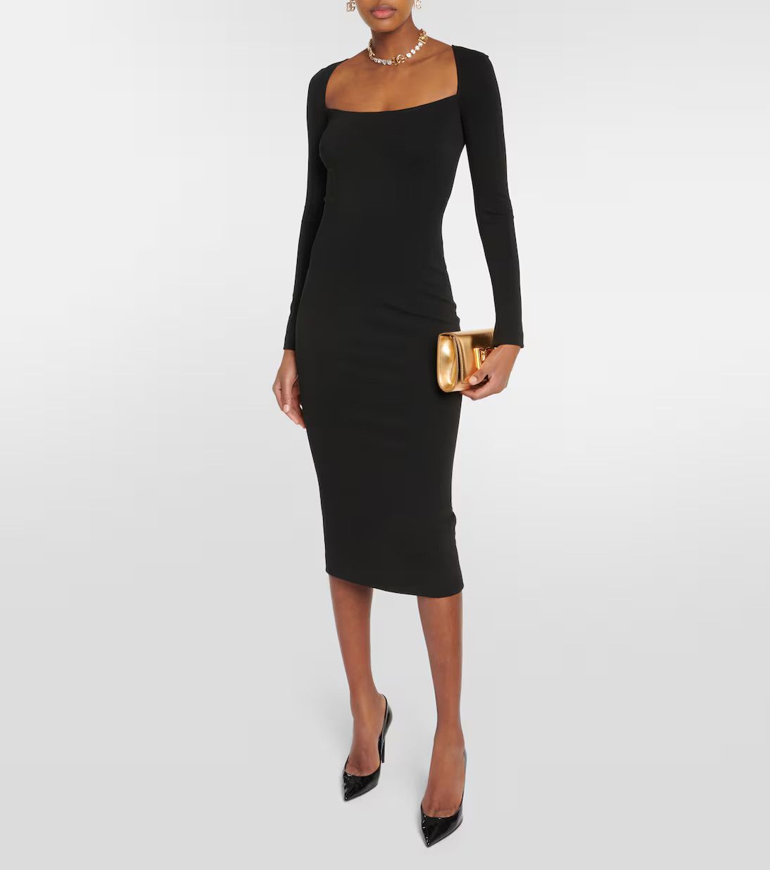 Dolce & Gabbana o1y0825 Midi Dress in Black Size M / US 6-8 / IT 42-44 - 2 Thumbnail
