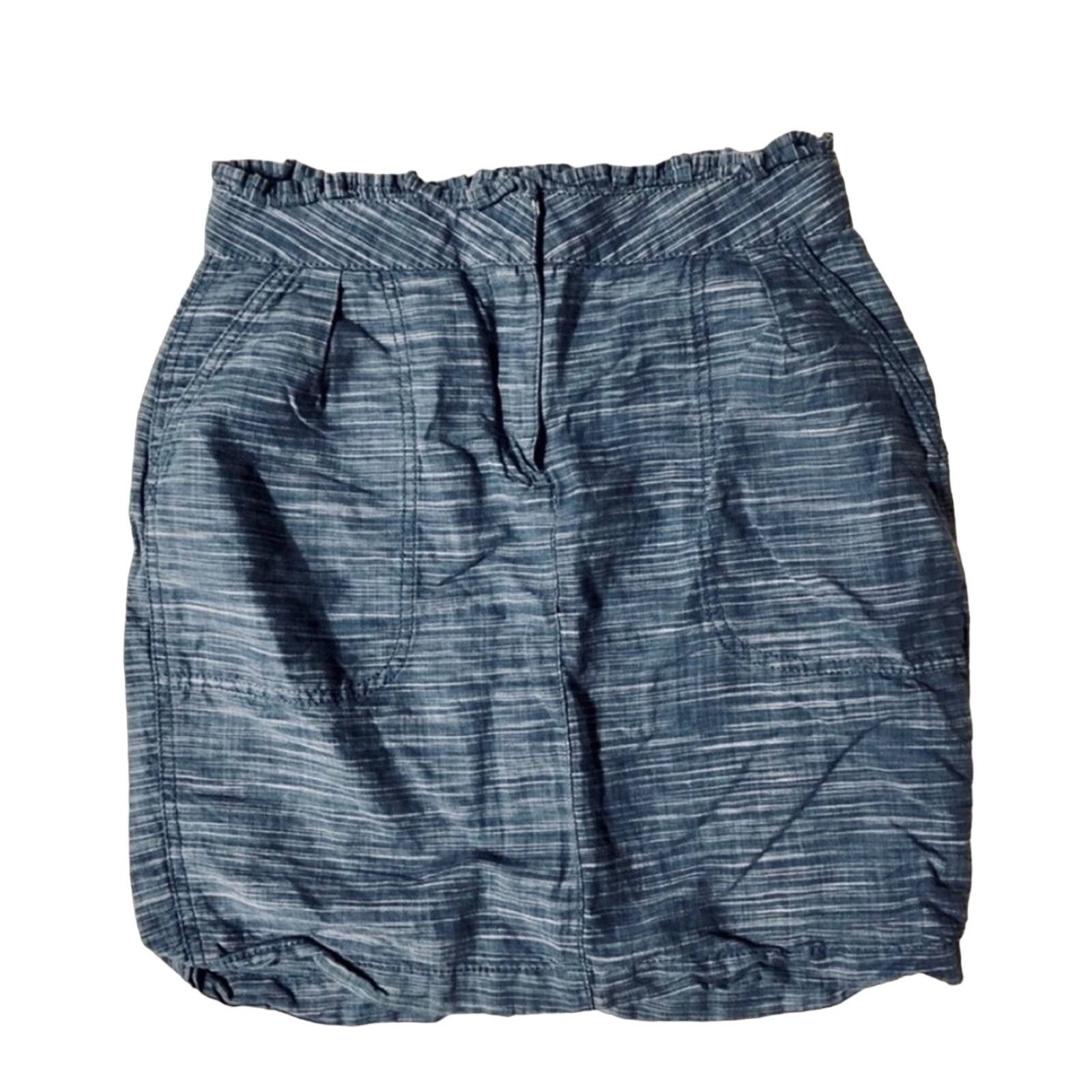 J CREW Light Navy Blue White Linen Playa Mini Skirt Casual 0