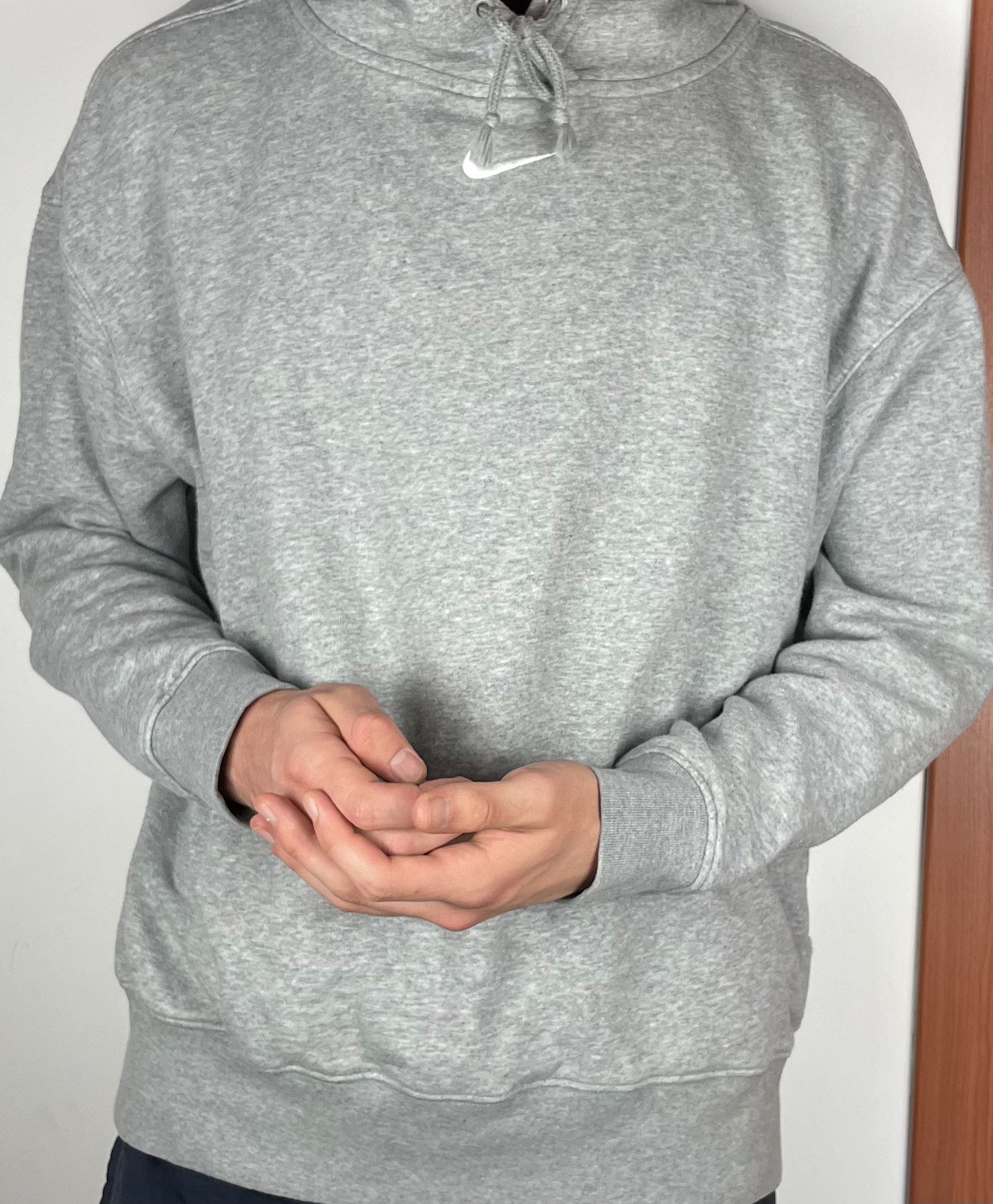 Nike Nike Men's Heather Gray Cotton Swoosh Pullover Hoodie Small Size US S / EU 44-46 / 1 - 2 Thumbnail