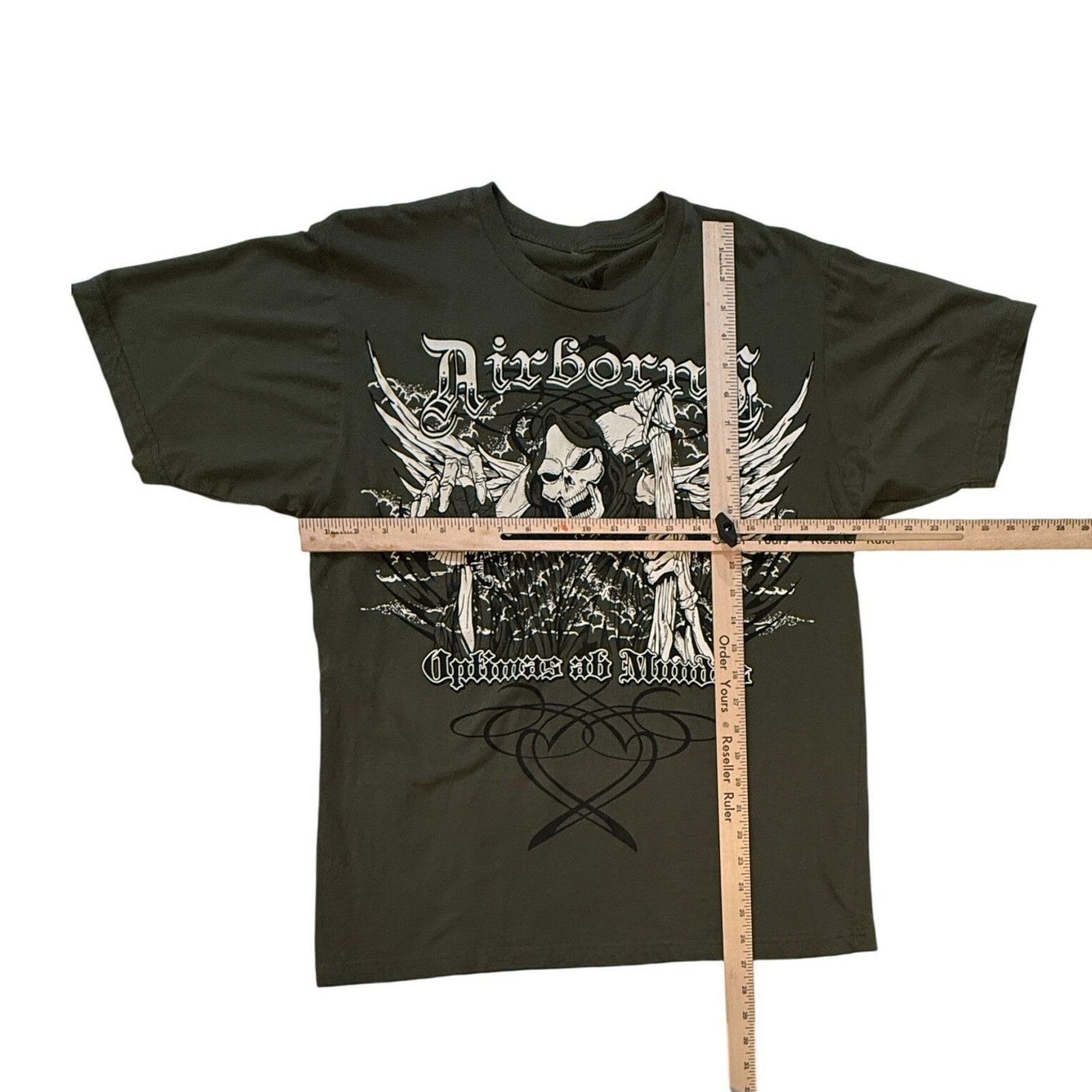 & Other Stories Appprime Airborne T-Shirt Mens L Skull Gothic Y2K Streetwear Size US L / EU 52-54 / 3 - 5 Thumbnail