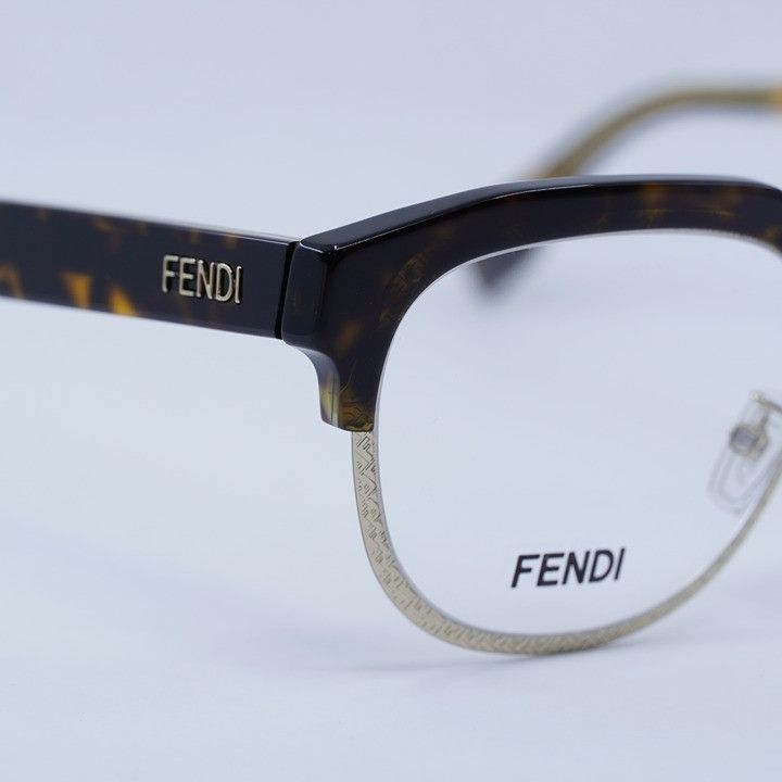 Fendi Fendi FE50068U 052 Eyeglasses Havana / Gold 52mm Browline Size ONE SIZE - 9 Thumbnail