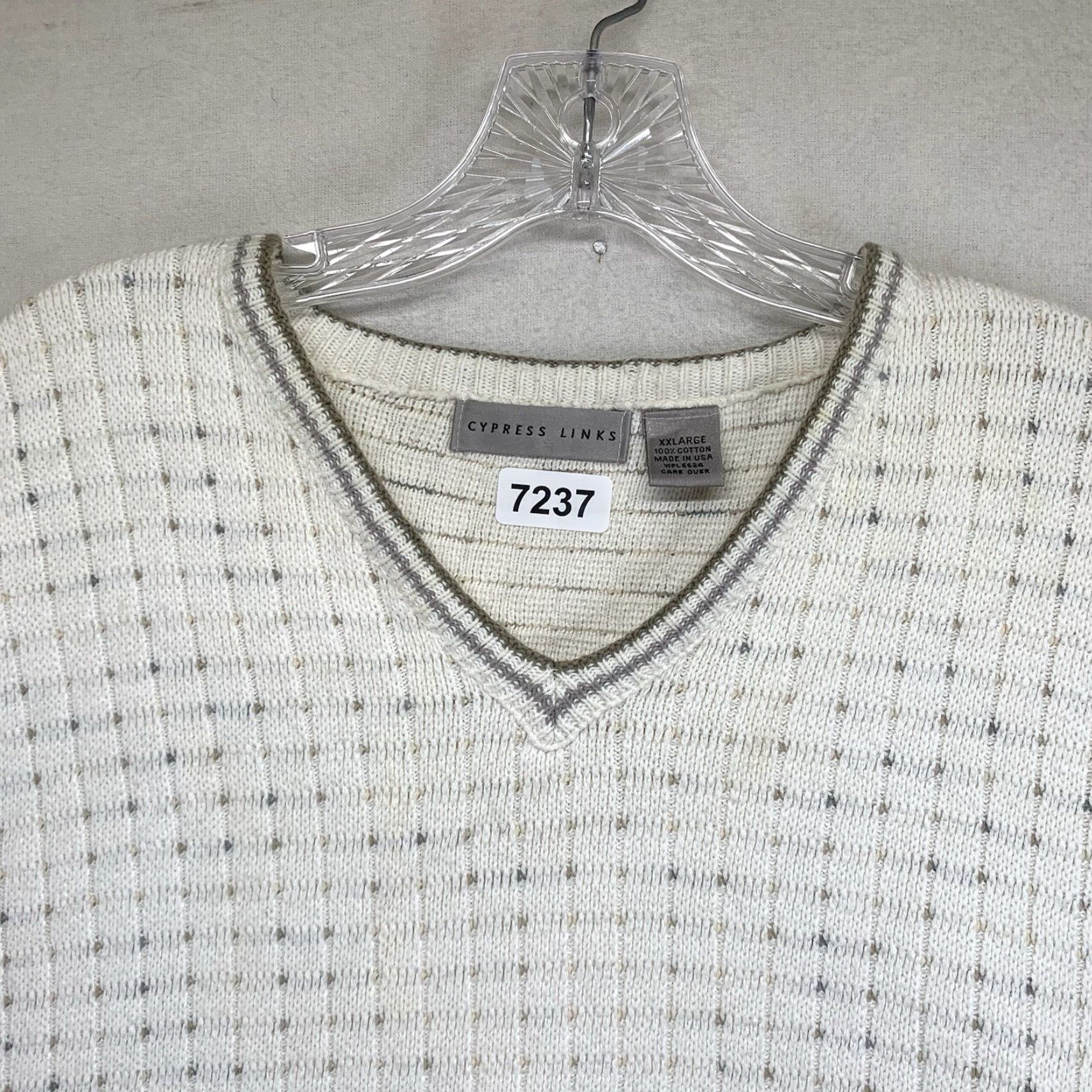 Olive VINTAGE Cypress Links Men's Sweater Vest 2XL Knit Sleeveless V-Neck Casual Travel All Seasons Olive Ivory Geometric 80s 90s Preppy Size US XXL / EU 58 / 5 - 3 Thumbnail