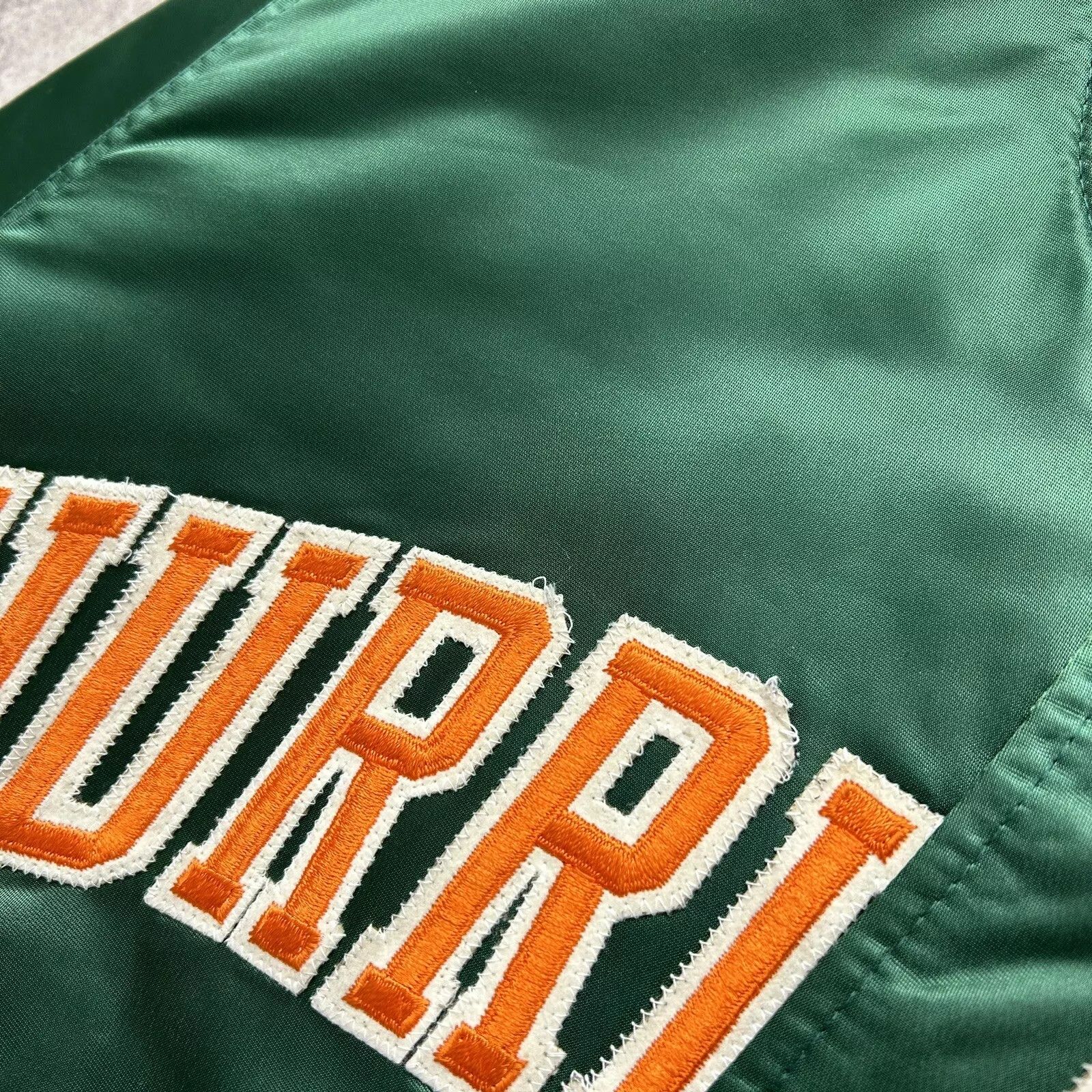 NCAA × Starter × Vintage MIAMI HURRICANES STARTER SATIN JACKET SPELLOUT SIZE S Size US S / EU 44-46 / 1 - 9 Thumbnail