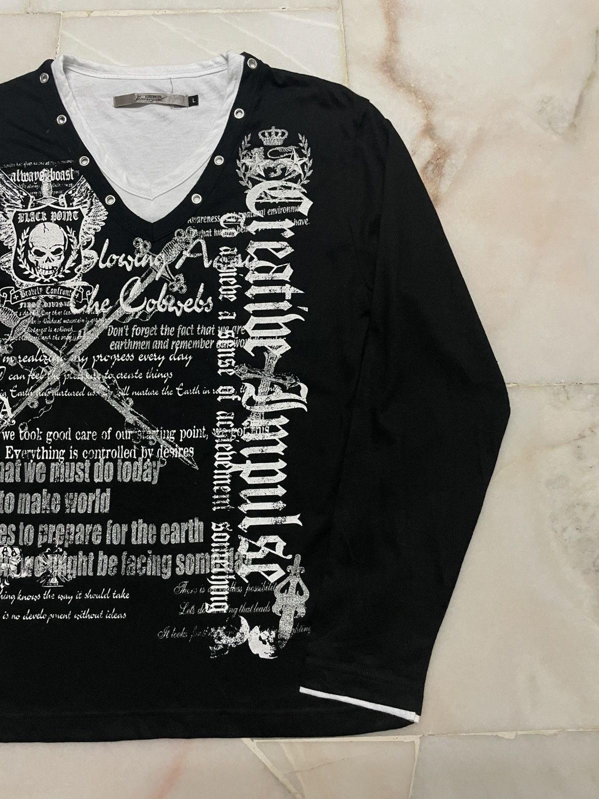 Seditionaries 💥 Black Label England Poem Gothic Punk VTshirt Double Layer Size US L / EU 52-54 / 3 - 3 Thumbnail