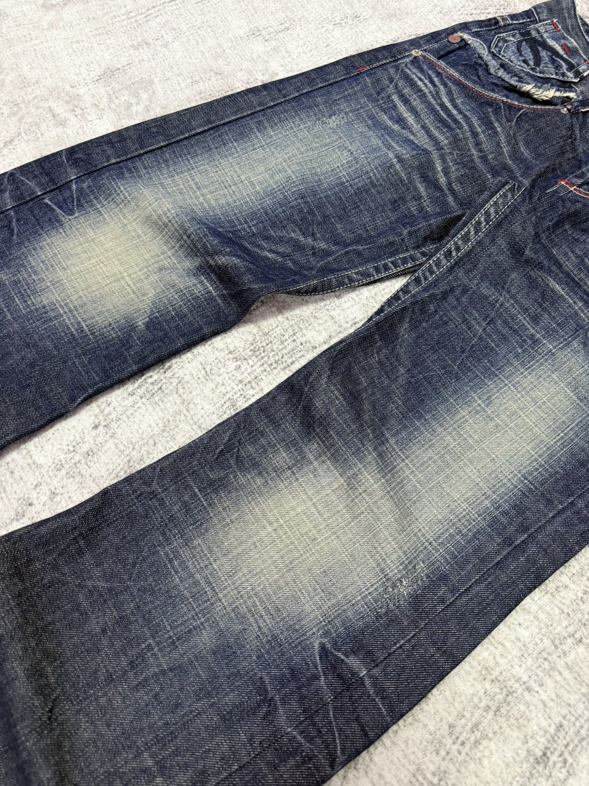 Japanese Brand × Tete Homme × semanticdesign Red Pepper Japan Heavy Wash Low Rise Flared Jeans Size US 29 - 7 Thumbnail