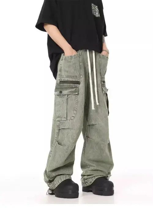 Designer × Handmade × Jean Pants baggy flared skate hiphop cargo jeans Size US 34 / EU 50 - 2 Thumbnail
