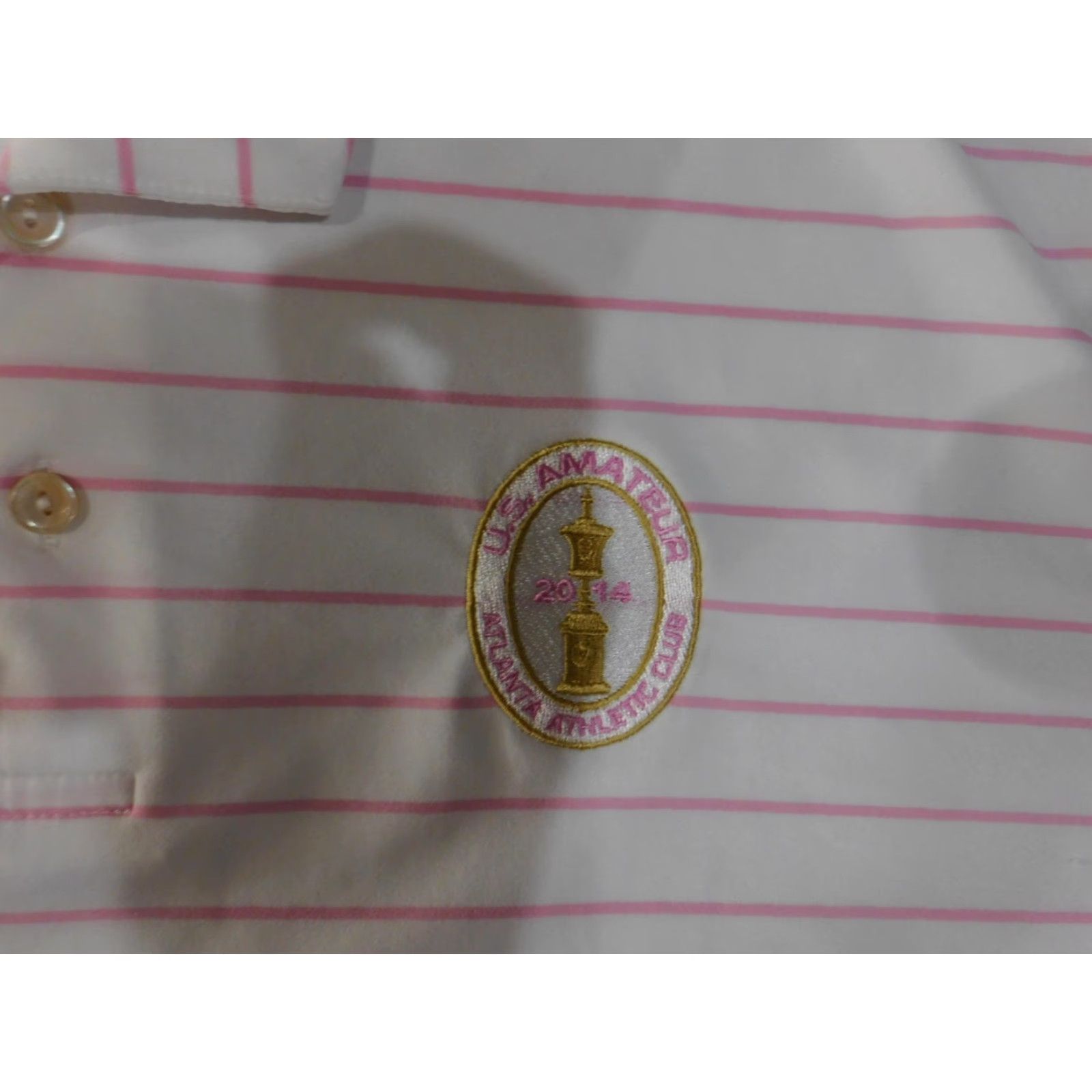 Peter Millar VINTAGE Peter Millar Polo Shirt Mens L Pink Stripe Summer Comfort Golf US Amateur Size US L / EU 52-54 / 3 - 5 Thumbnail