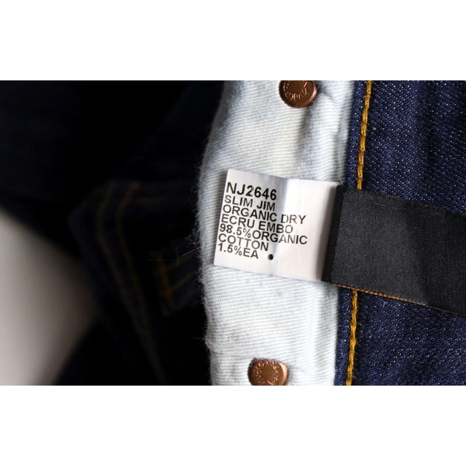 Vintage NUDIE Slim Jim Organic Dry Ecru Embo Jeans W30/L32 Fade Effect Zip Dark Mens Size US 30 / EU 46 - 7 Thumbnail