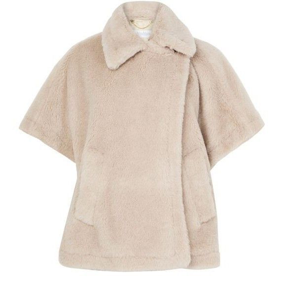 Max Mara MAX MARA Tebe Teddy Beige Fuzzy Cape Jacket New & Authentic Size ONE SIZE - 1 Thumbnail