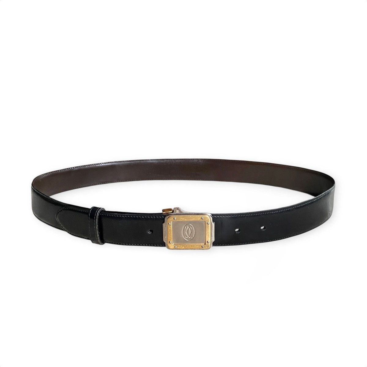 Cartier × Vintage Cartier leather belt black brown vintage rare Size 32 - 1 Thumbnail