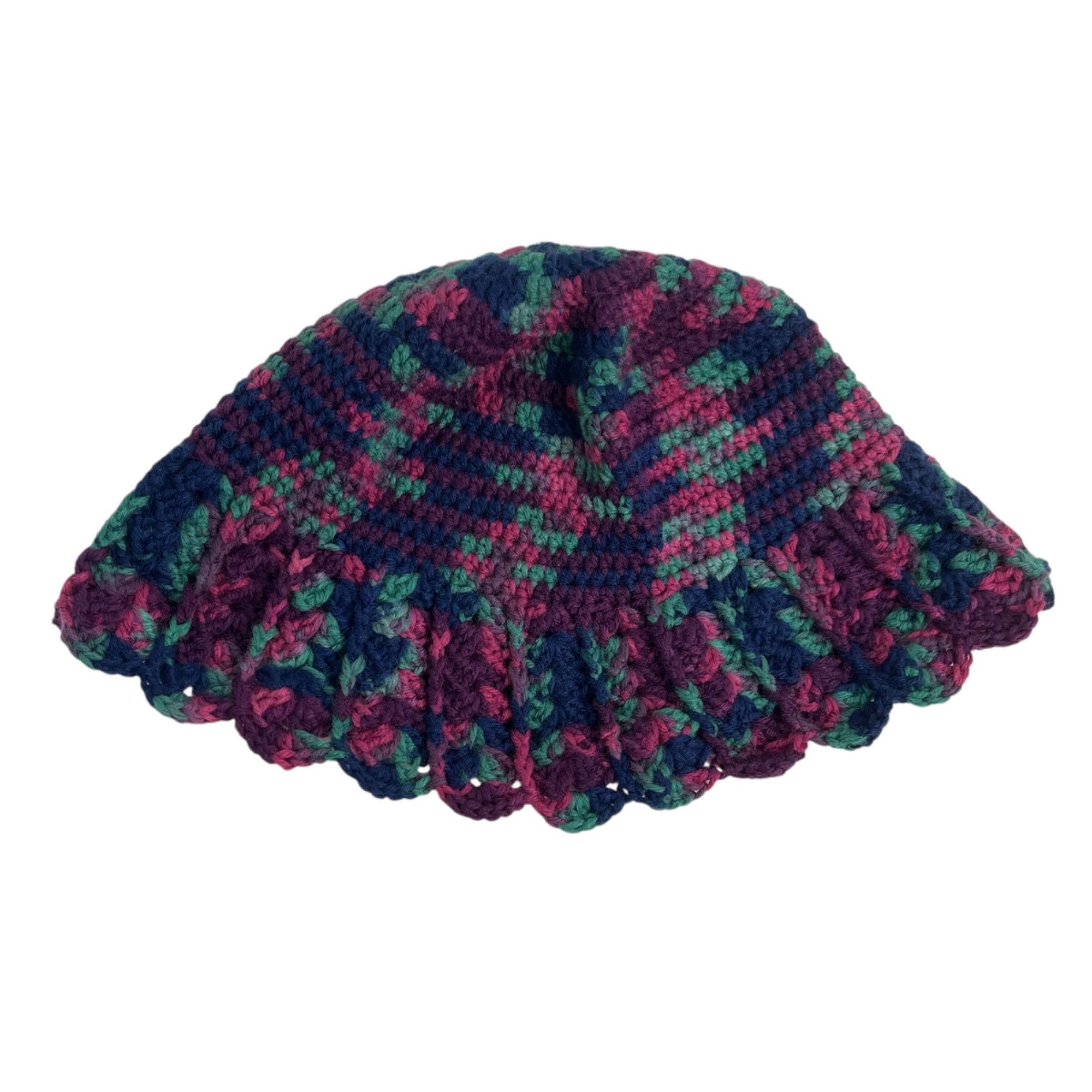 Handmade Crochet Cloche Bucket Hat Purple Pink Green Wine Retro Style Size ONE SIZE - 5 Thumbnail