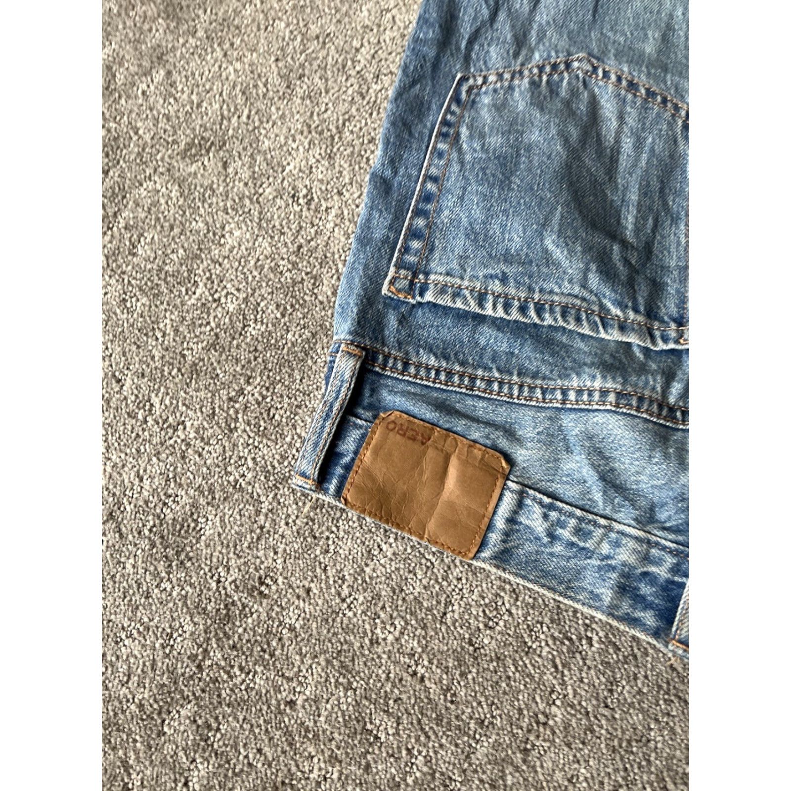 Vintage Womens Jeans Aero 90s Grunge Blue Denim High Rise Baggy Straight 5-Pocket Aéropostale Size 0 Size ONE SIZE - 5 Thumbnail