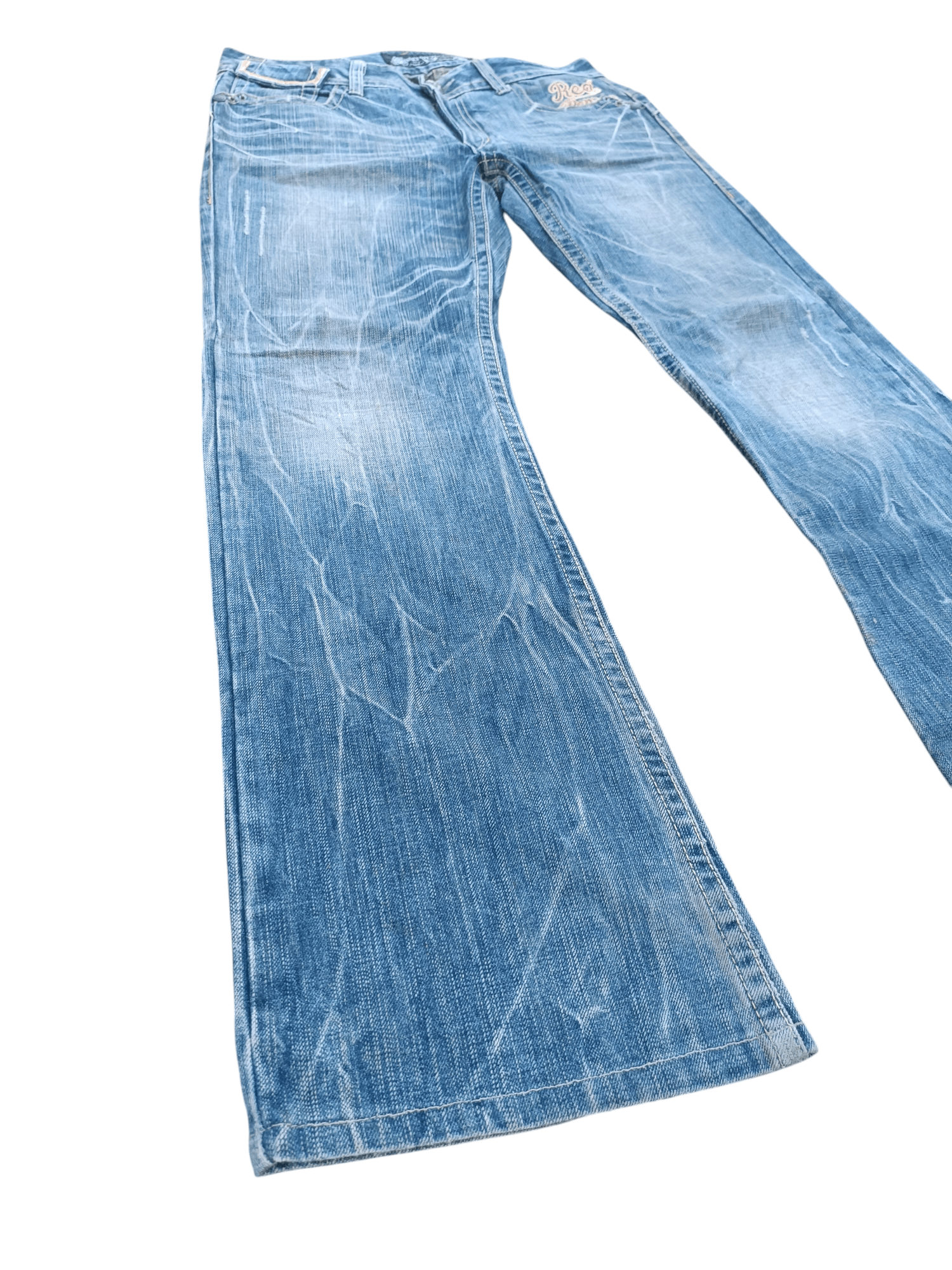 Japanese Brand FLARED Red Pepper Whiskers Low Rise Boot Cut Size US 35 - 22 Thumbnail