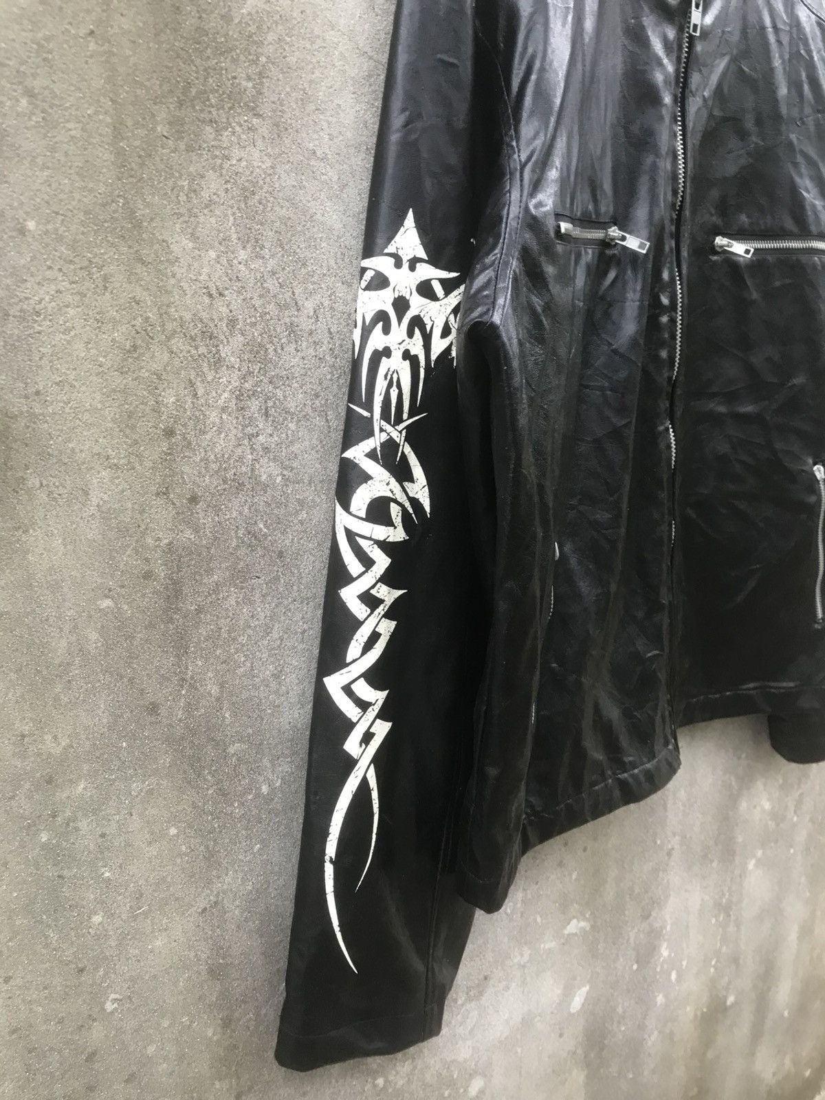 KMRii Monde Creore Cyber Punk Tribal Graphic Faux Leather Jacket Size US L / EU 52-54 / 3 - 8 Thumbnail