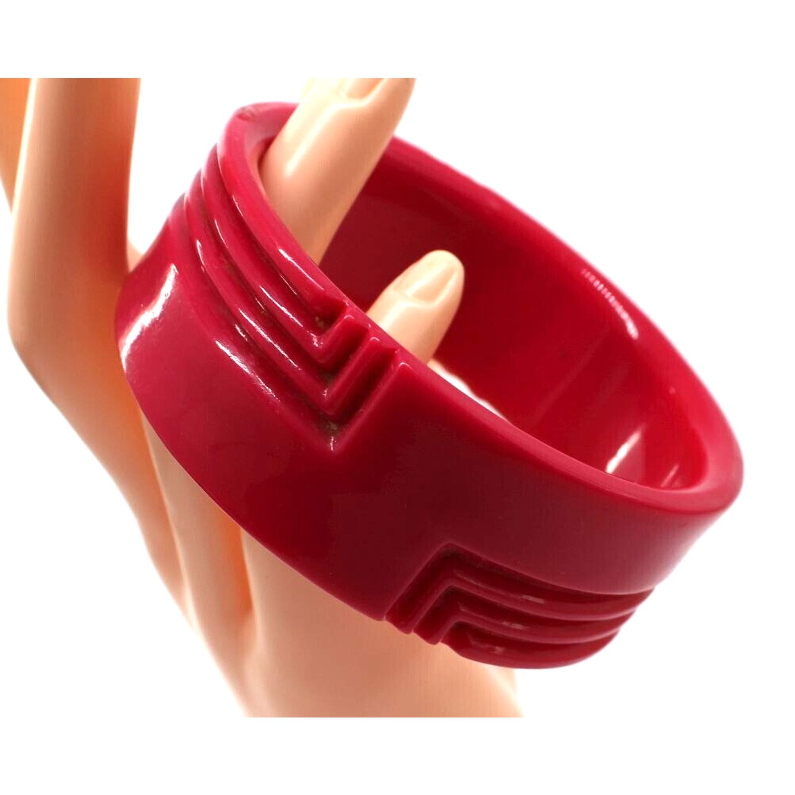 Other Vintage Red Acrylic Bracelet •Irregular Shape •Cuff •5" Wide Size ONE SIZE - 1 Thumbnail