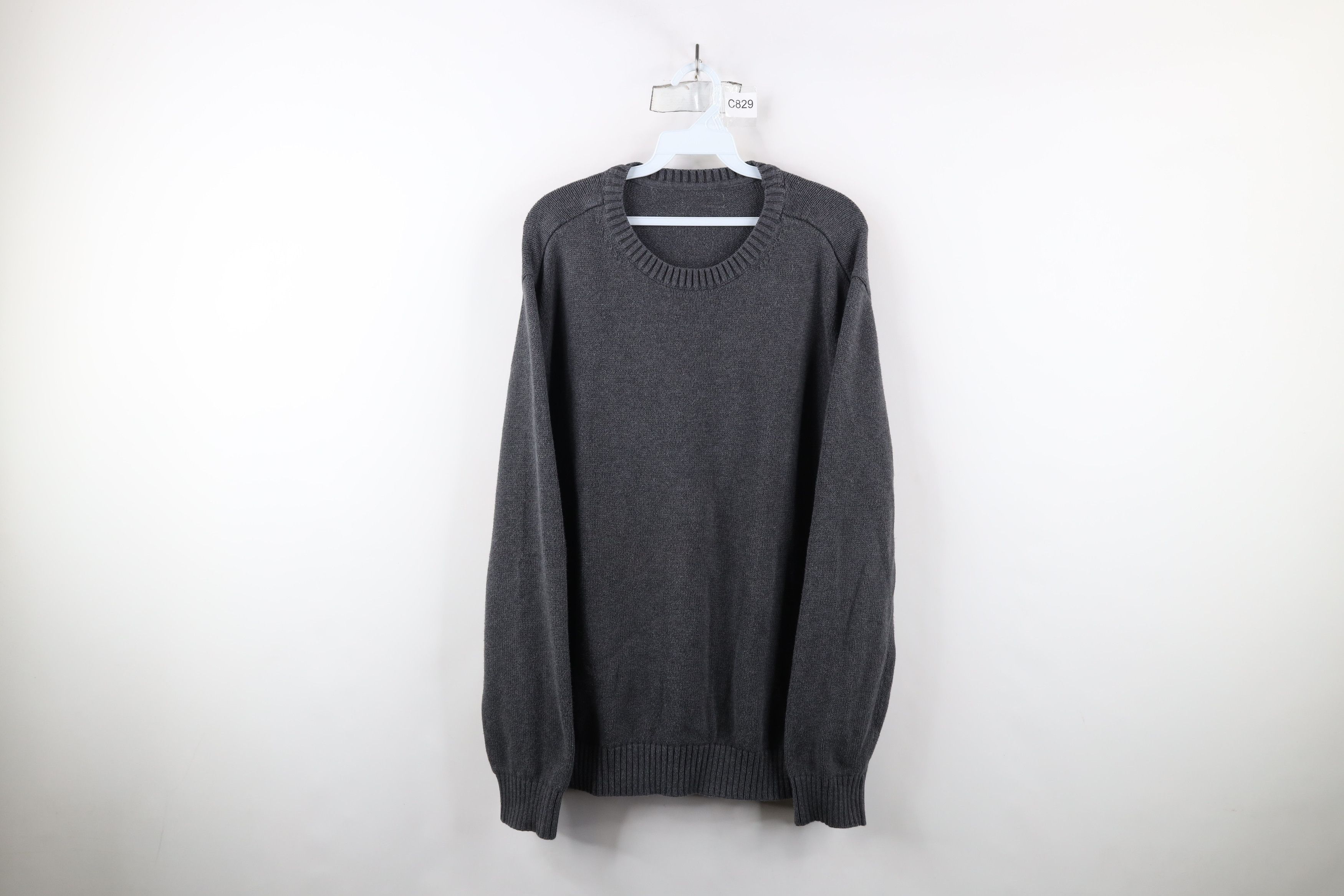 Vintage Vintage 90s Streetwear Blank Knit Crewneck Sweater Dark Gray Size US XL / EU 56 / 4 - 1 Thumbnail