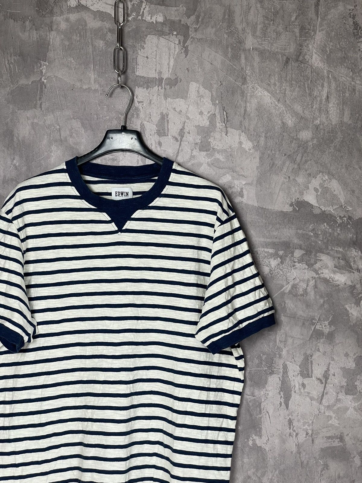 Edwin × Japanese Brand × Vintage Vintage T-Shirt Edwin Japanese Brand Striped Y2K Size US L / EU 52-54 / 3 - 4 Thumbnail