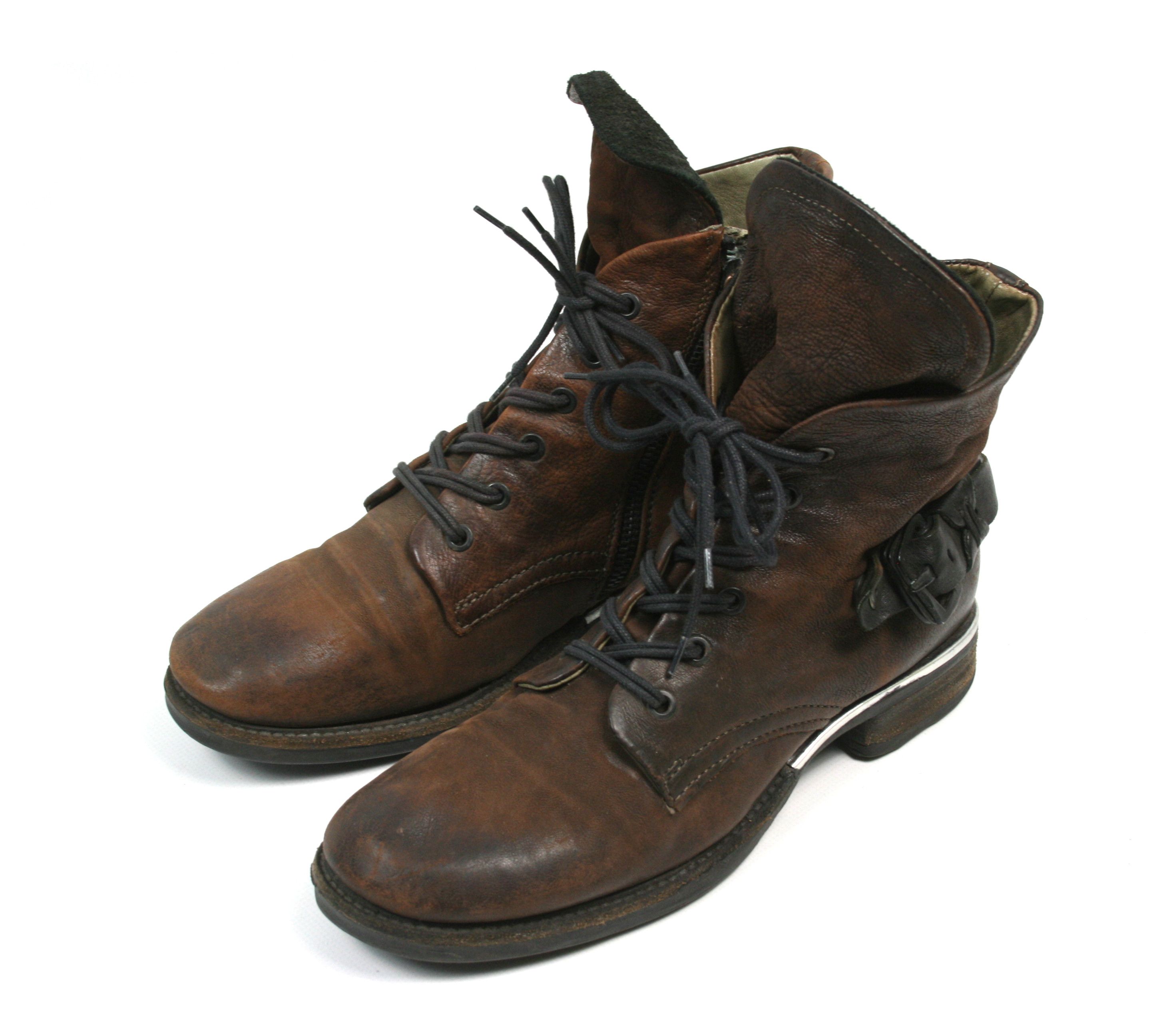A.S.98 Biker Grunge Belted Leather Boots Size US 10 / IT 40 - 2 Thumbnail