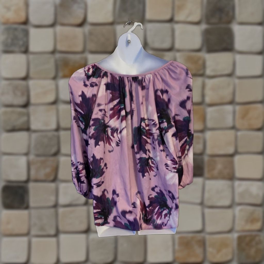 Vintage VINTAGE? Lavender Floral Jennifer Lopez Peasant Top Blouse Hippie Boho 1X Size XL / US 12-14 / IT 48-50 - 1 Thumbnail
