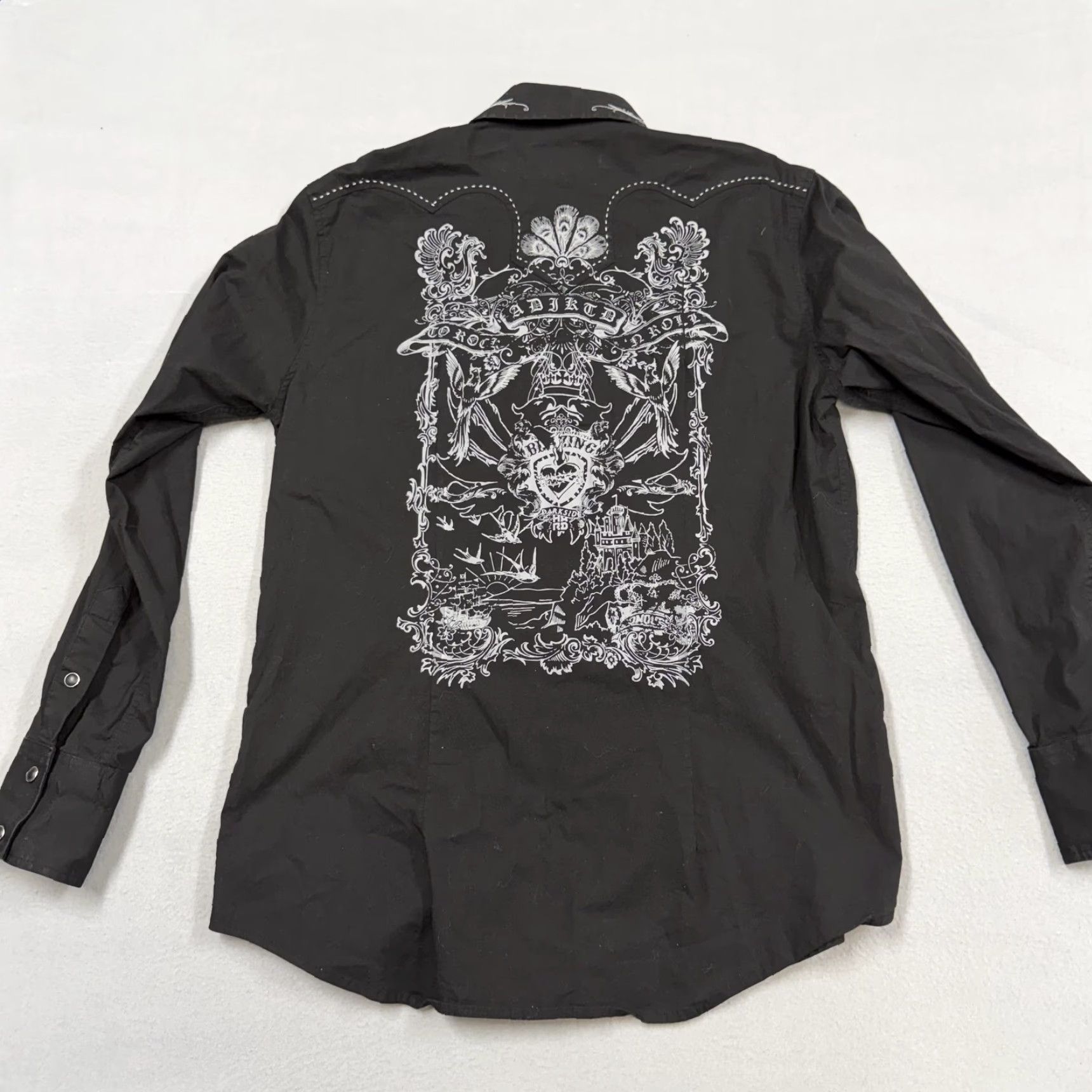 Vintage Adiktd Shirt Mens Medium Black Embroidered Western Rock Snap Button Front Size US M / EU 48-50 / 2 - 4 Thumbnail