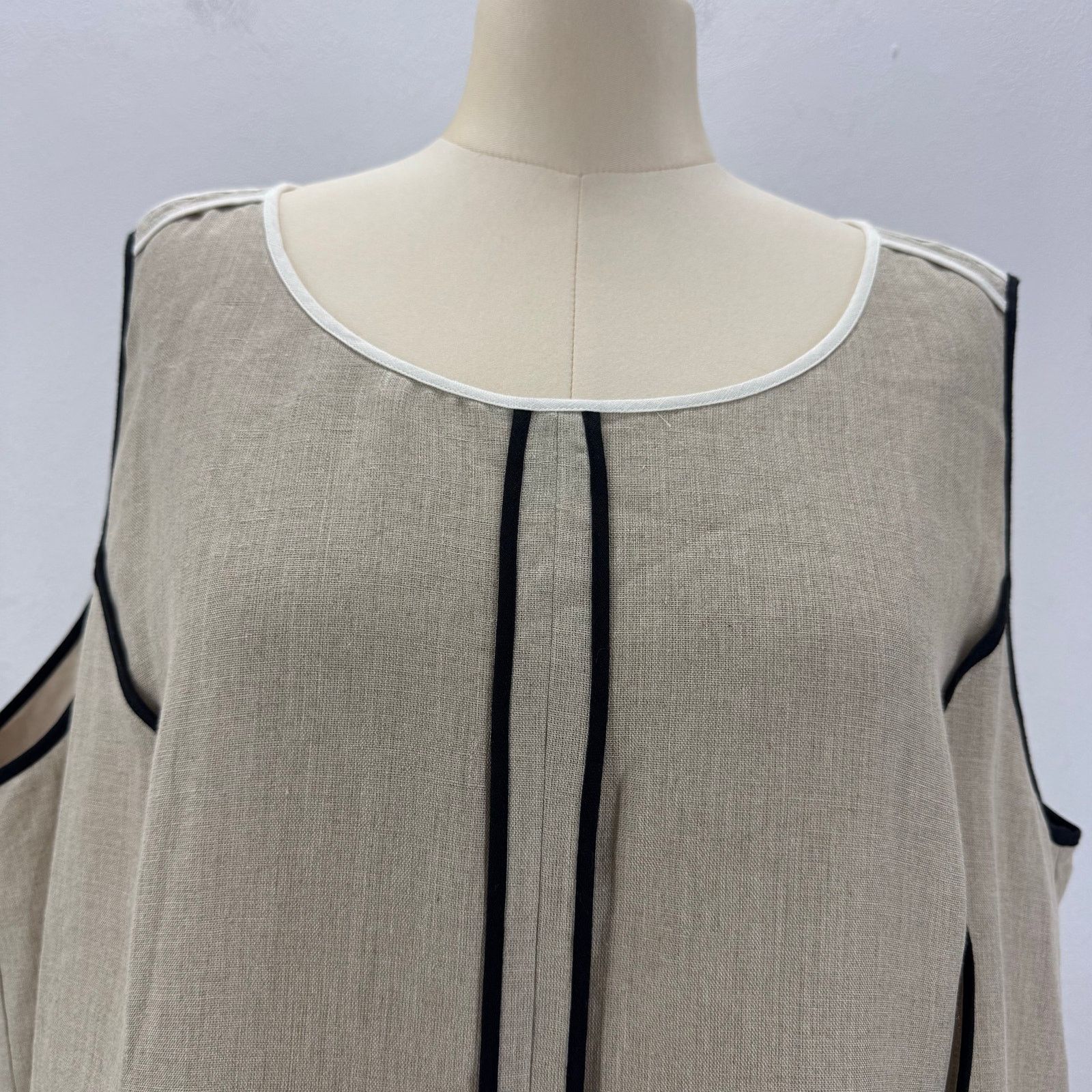 Marina Rinaldi Marina Rinaldi Linen Midi Dress Contrast Seamed PLUS sz 22 Size 3XL / US 20-22 - 2 Thumbnail