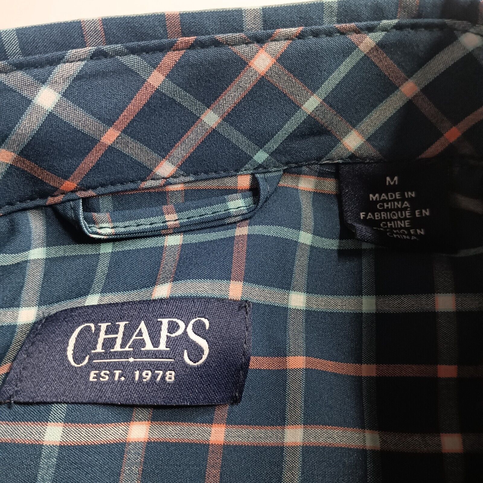 Chaps Chaps Checkered Shirt Men's M Medium Blue Stretch UPF 50 Size US M / EU 48-50 / 2 - 3 Thumbnail